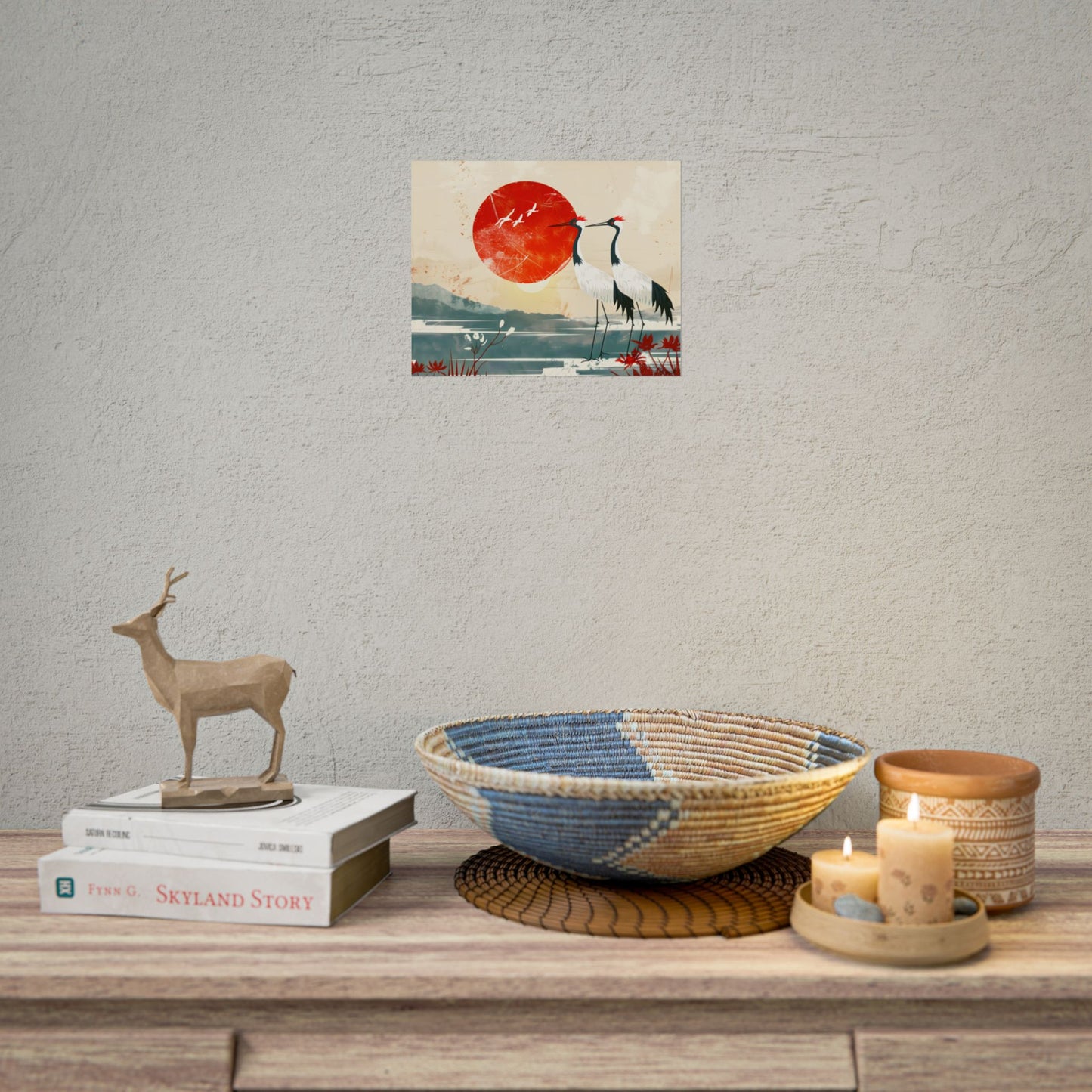 Serene Crane Landscape: Two Industrial Cranes in Nature - Poster