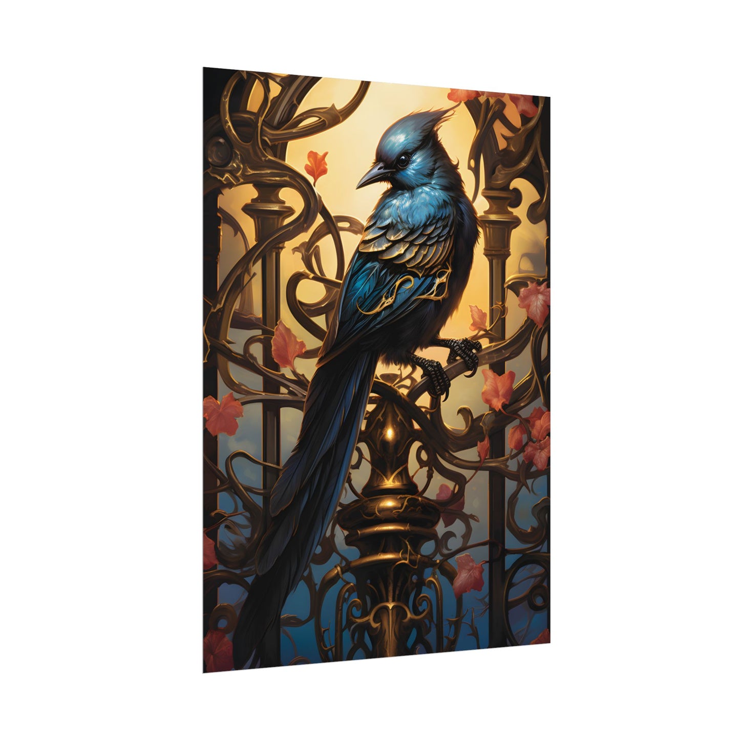 Songbird Guardian: Intense Portrait Digital Art - Poster