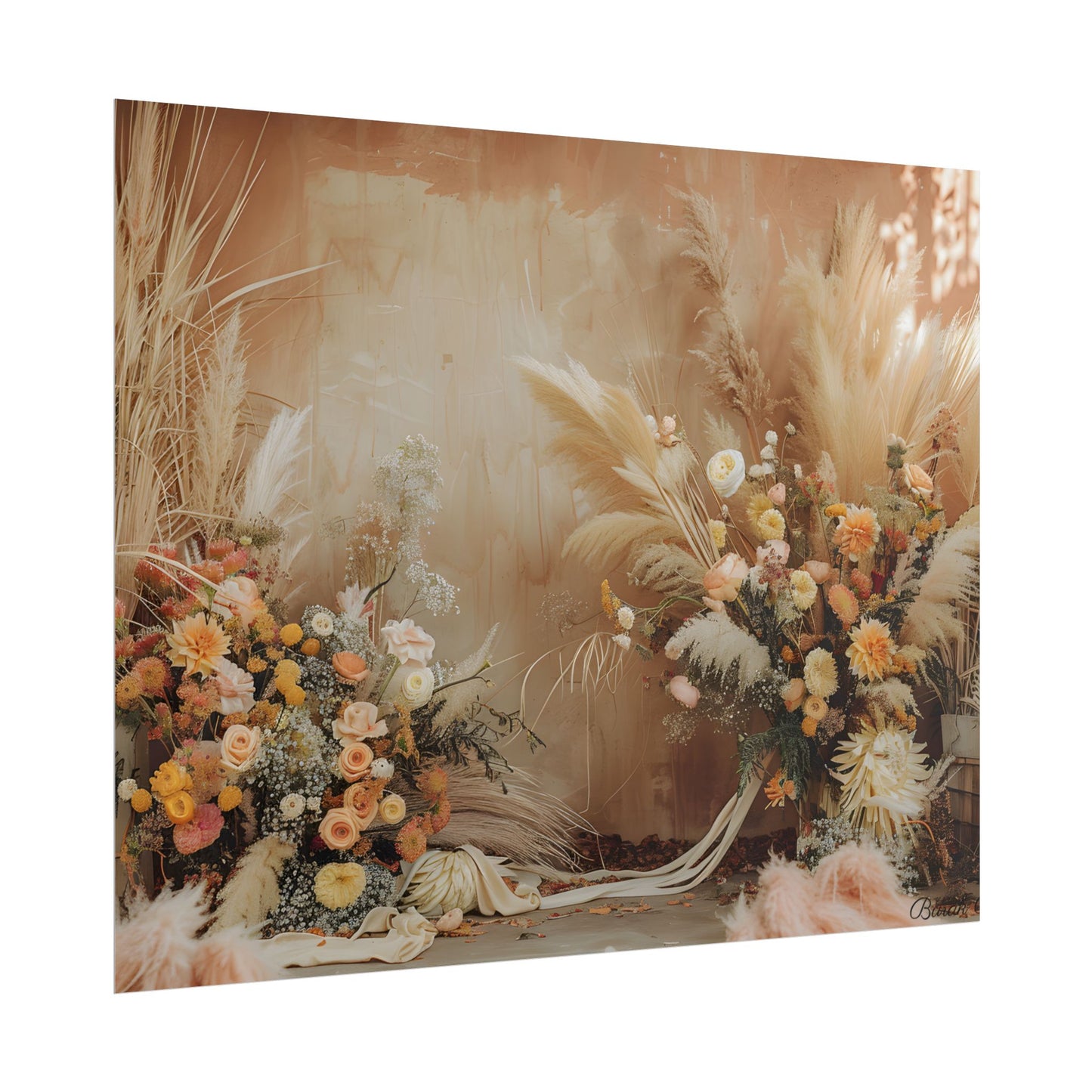 Whimsical Floral Pampas Find: Explore Calming Artwork - Poster