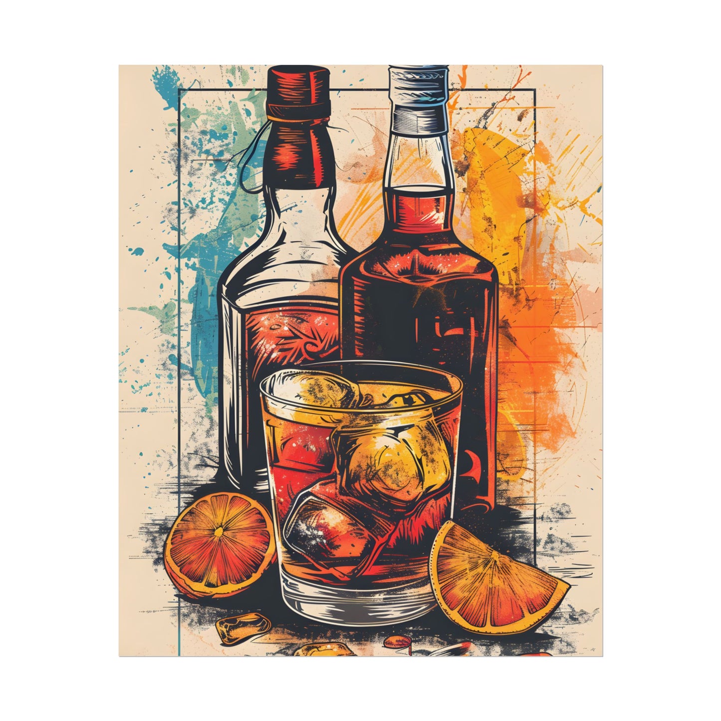 Vintage Cocktail Hour: Old-Fashioned Glass Art Poster - Poster