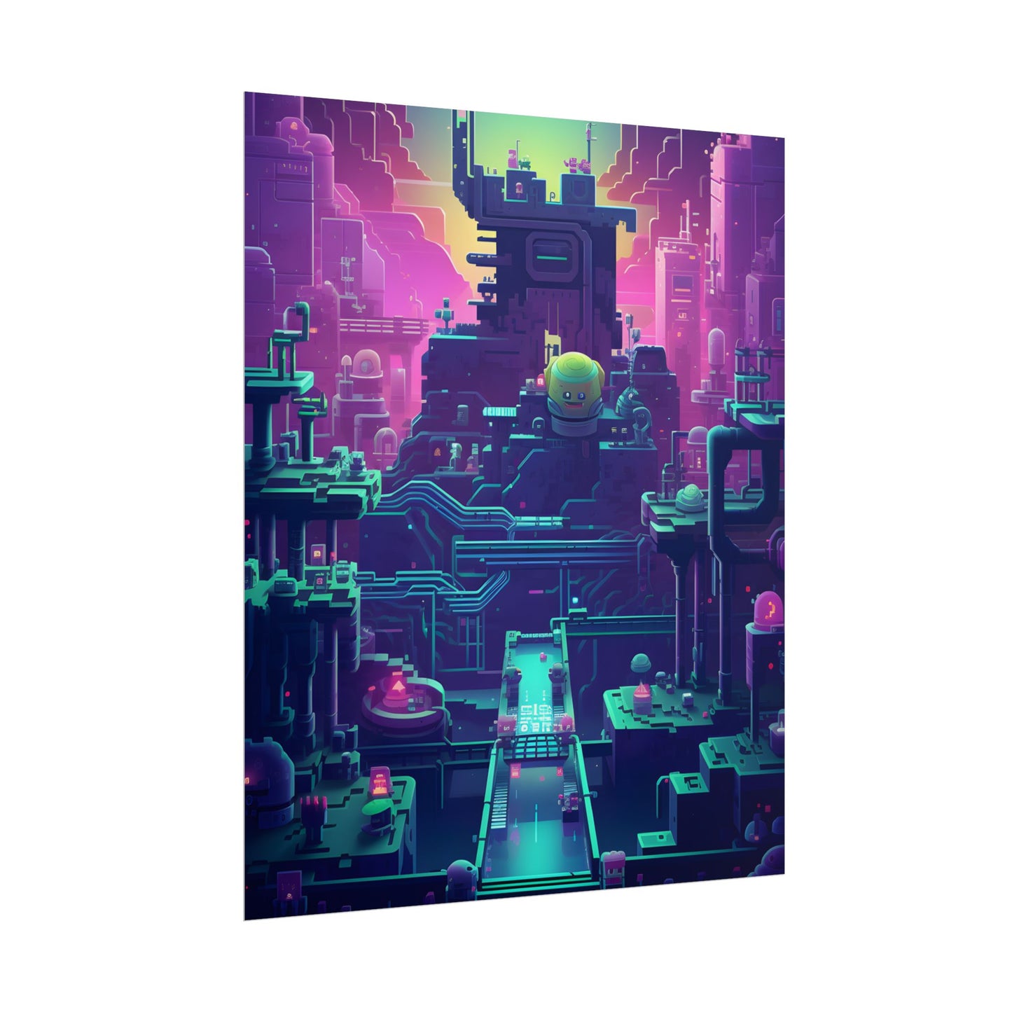 Vibrant Cyber-Pets: Gamified Pixelated Digital Art - Poster