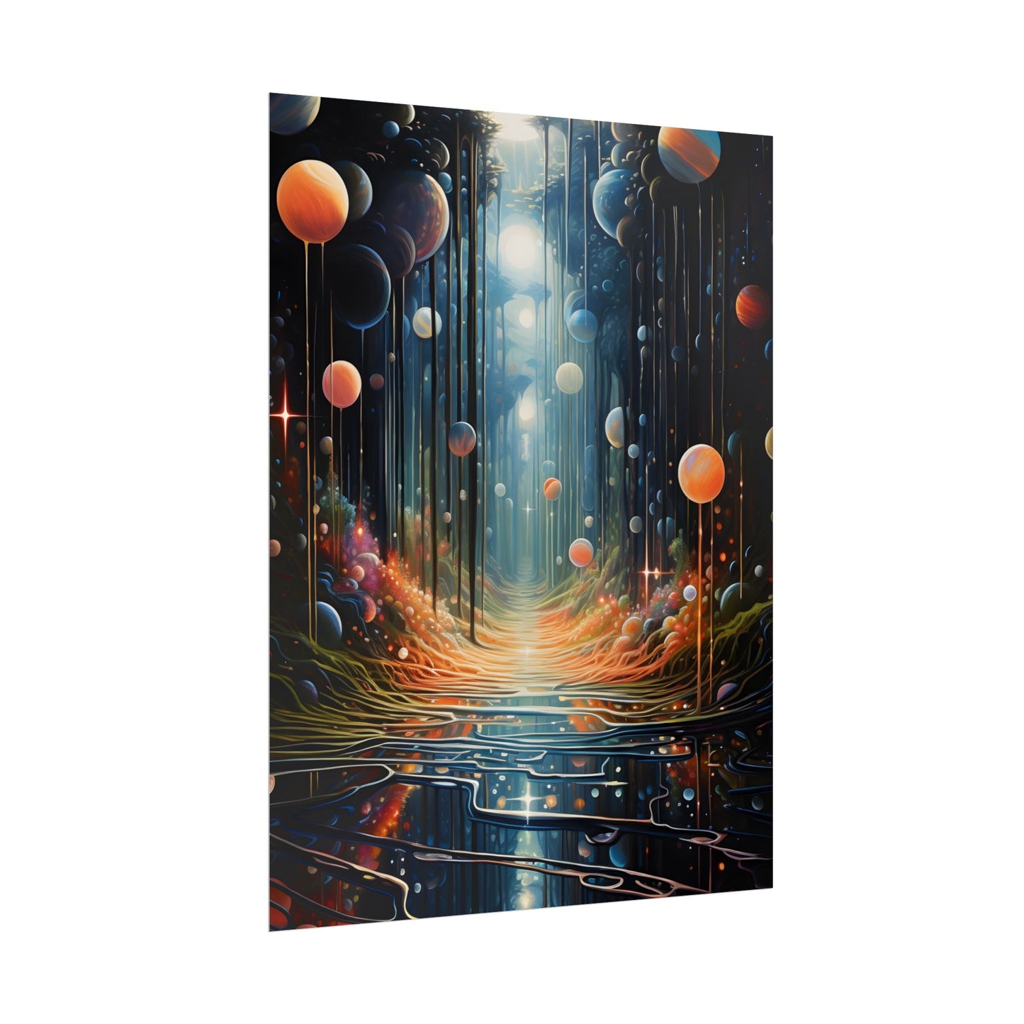 Vibrant Celestial Art Gallery: Otherworldly Landscape - Poster