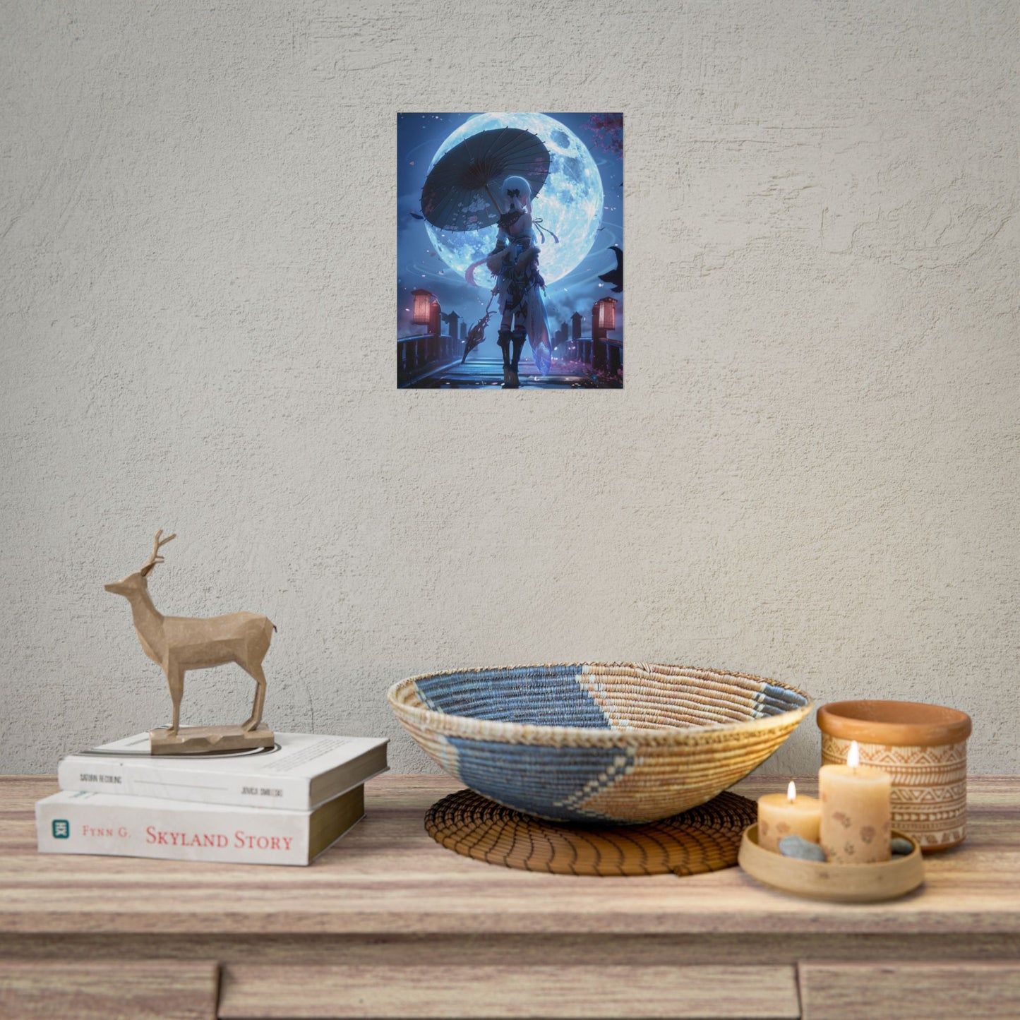 Anime Winter Scene: Girl Holds Umbrella - A Delicate Moment - Poster