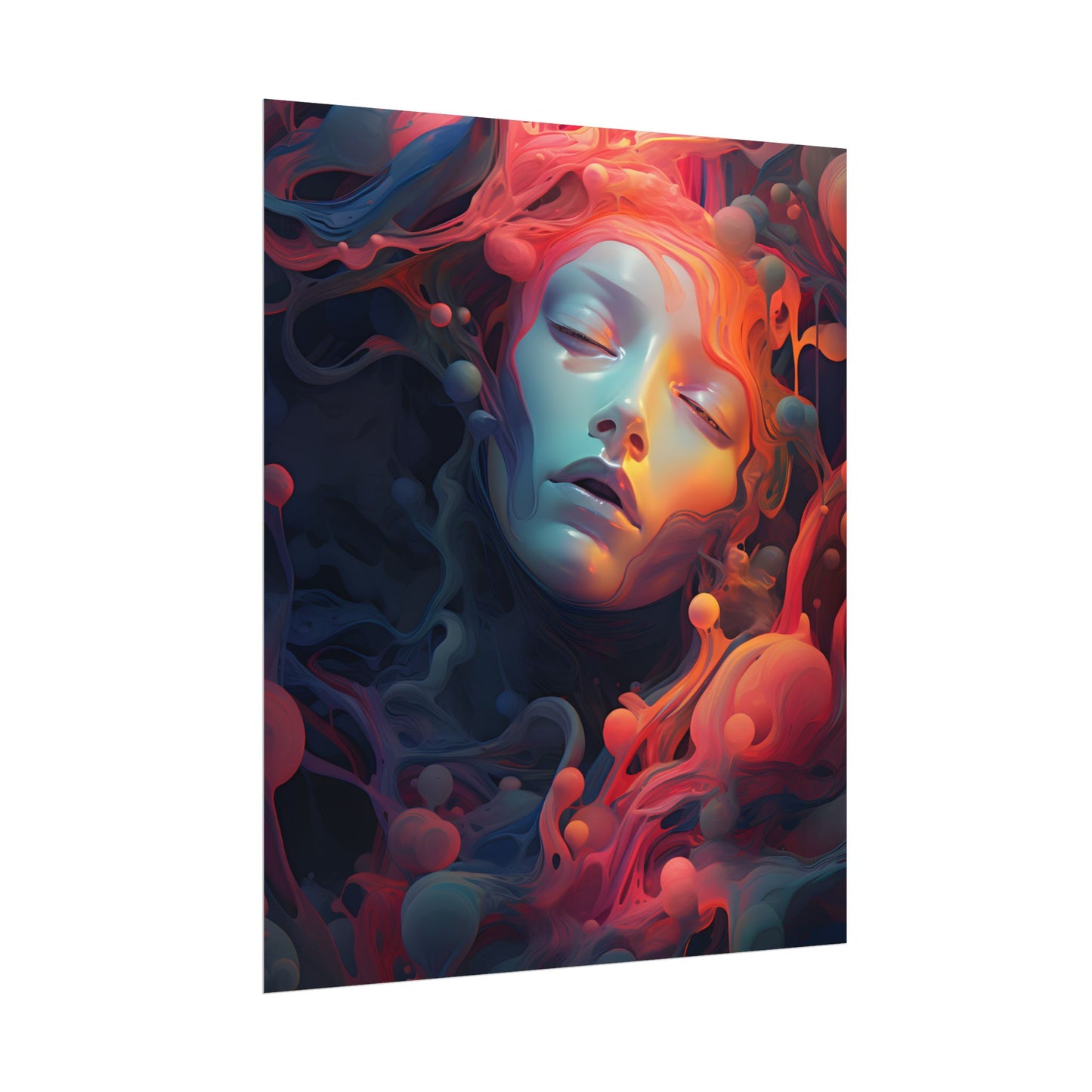 Abstract Cyber Dreamscape: Digital Artwork - Poster