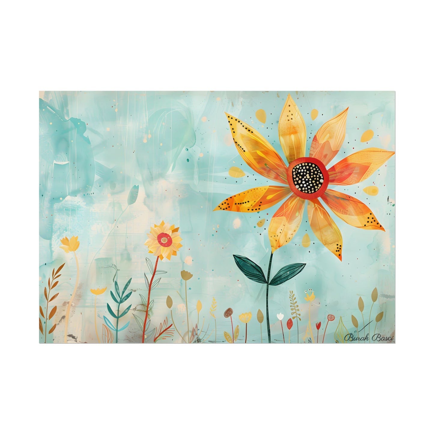 Blooming Growth: Whimsical Flower with Mindset Message Art - Poster
