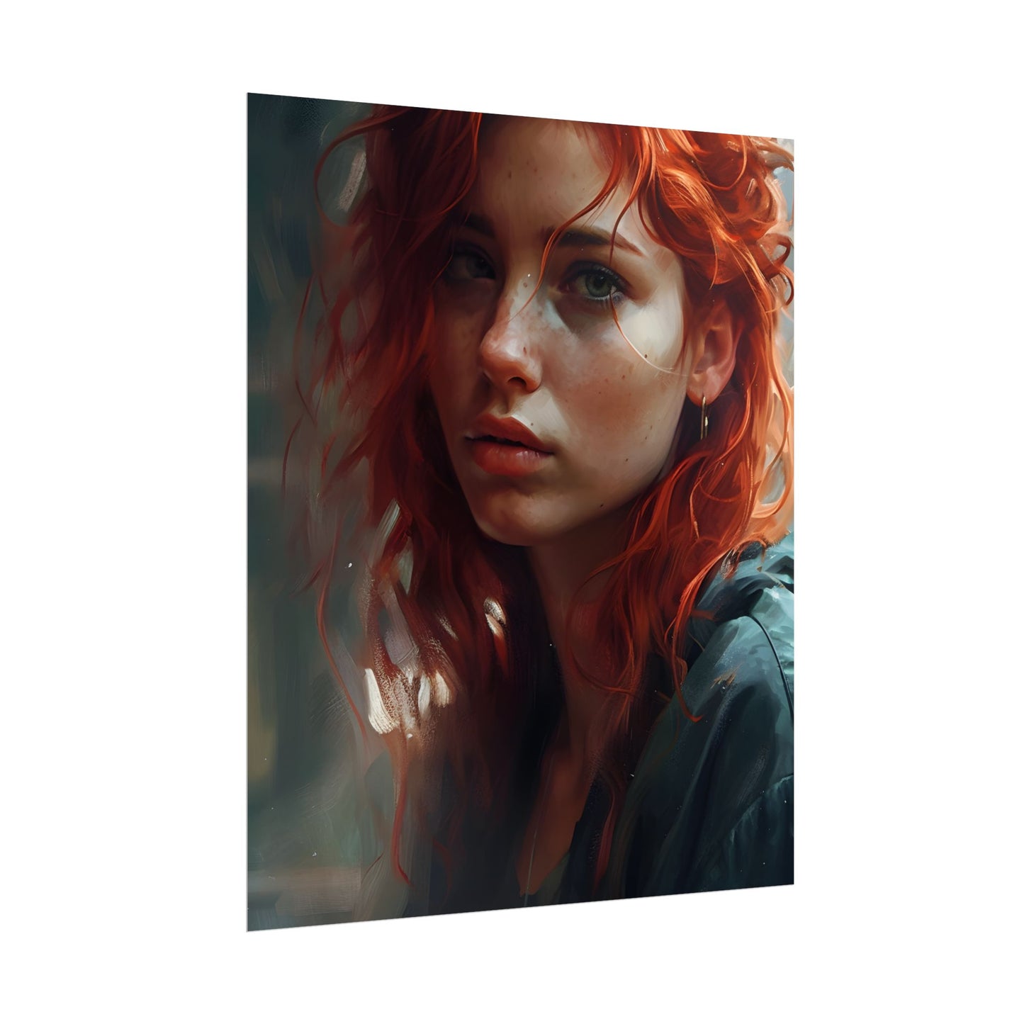 Astonishing Redhead Portrait: Realistic Artwork - Poster