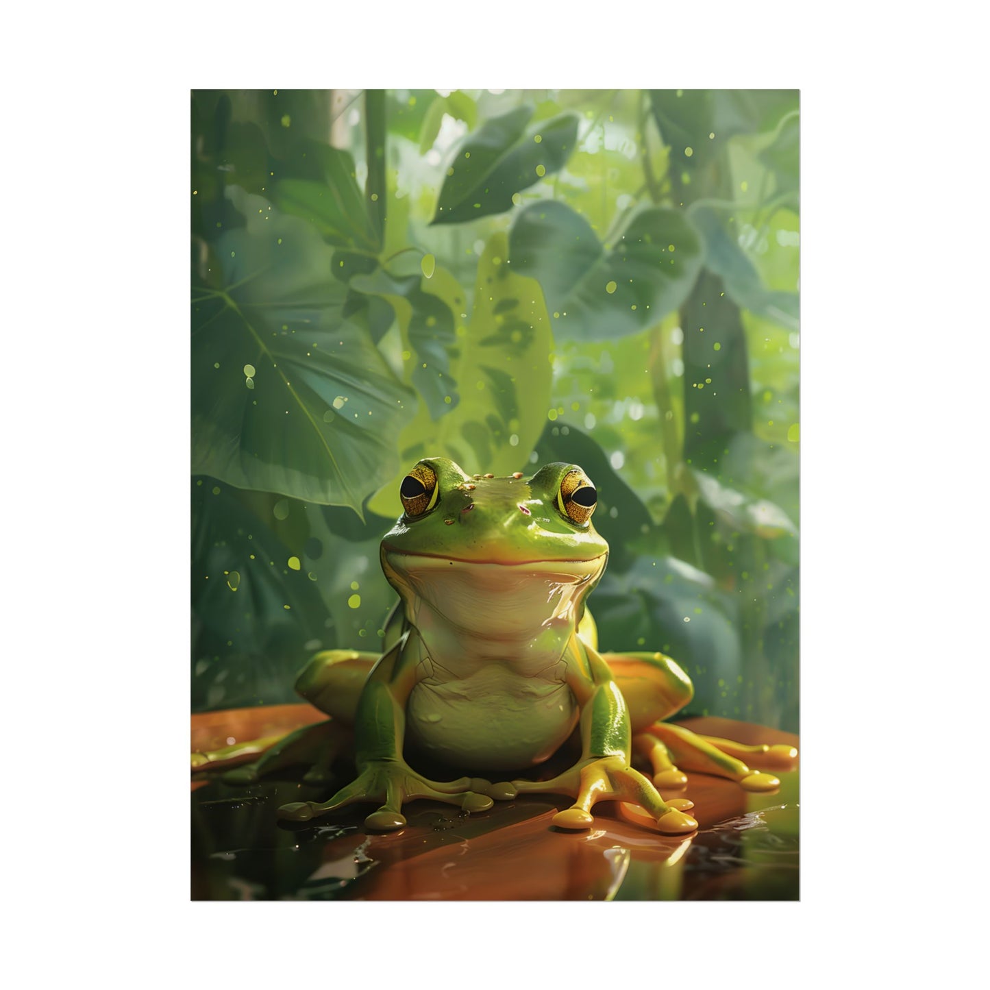 Whimsical Frog Oasis: A Peaceful Lily Pad Scene - Poster