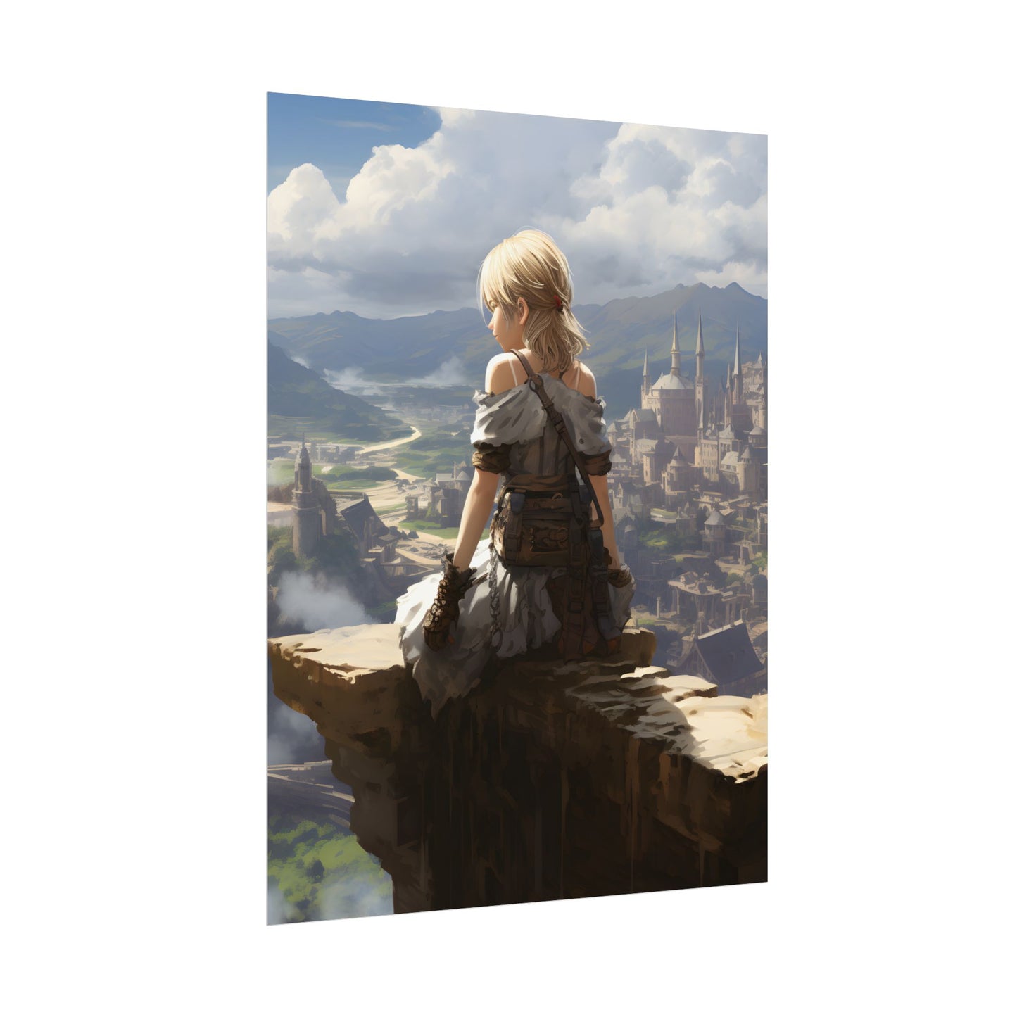 Anime Dreams: Flying Blonde Digital Artwork - Poster