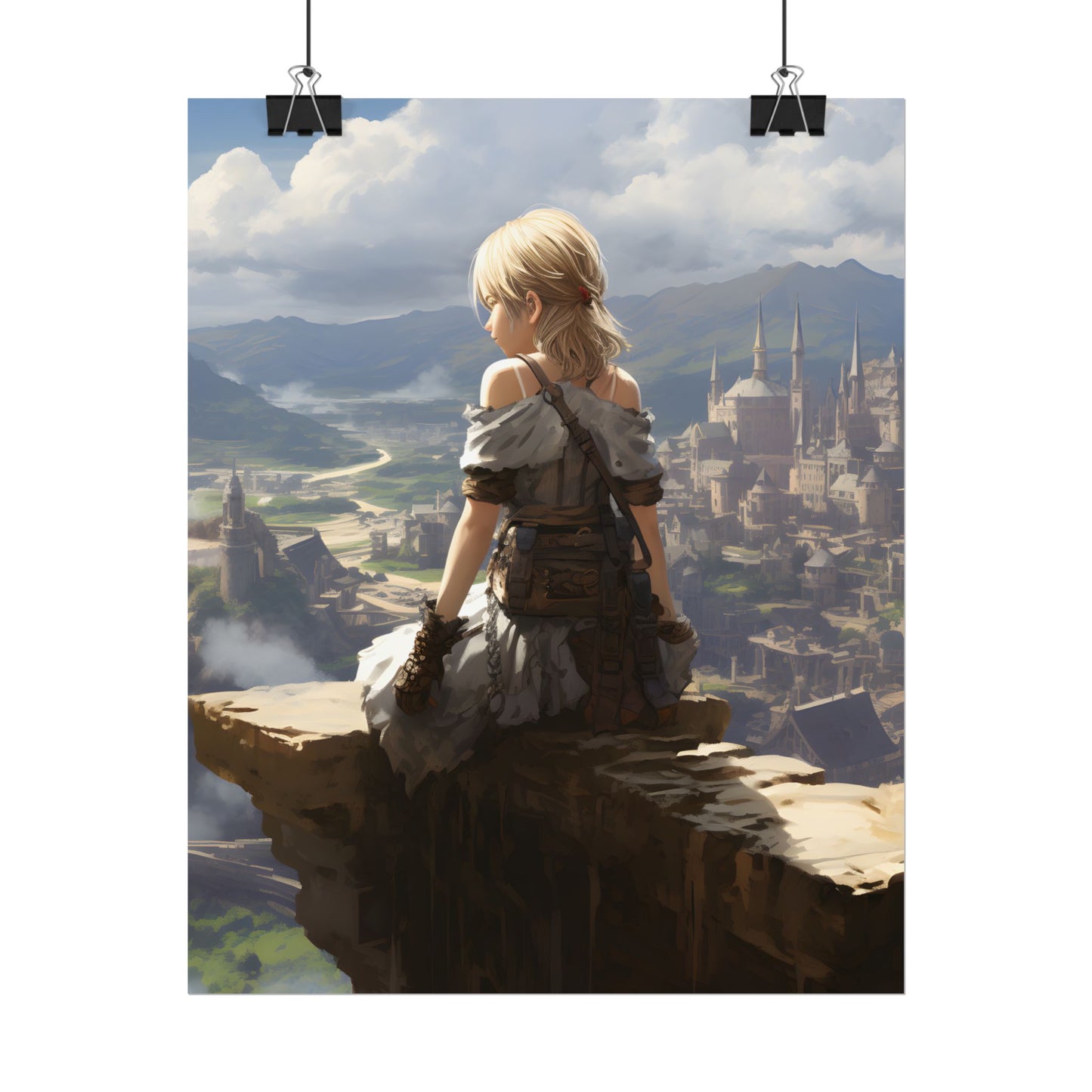 Anime Dreams: Flying Blonde Digital Artwork - Poster