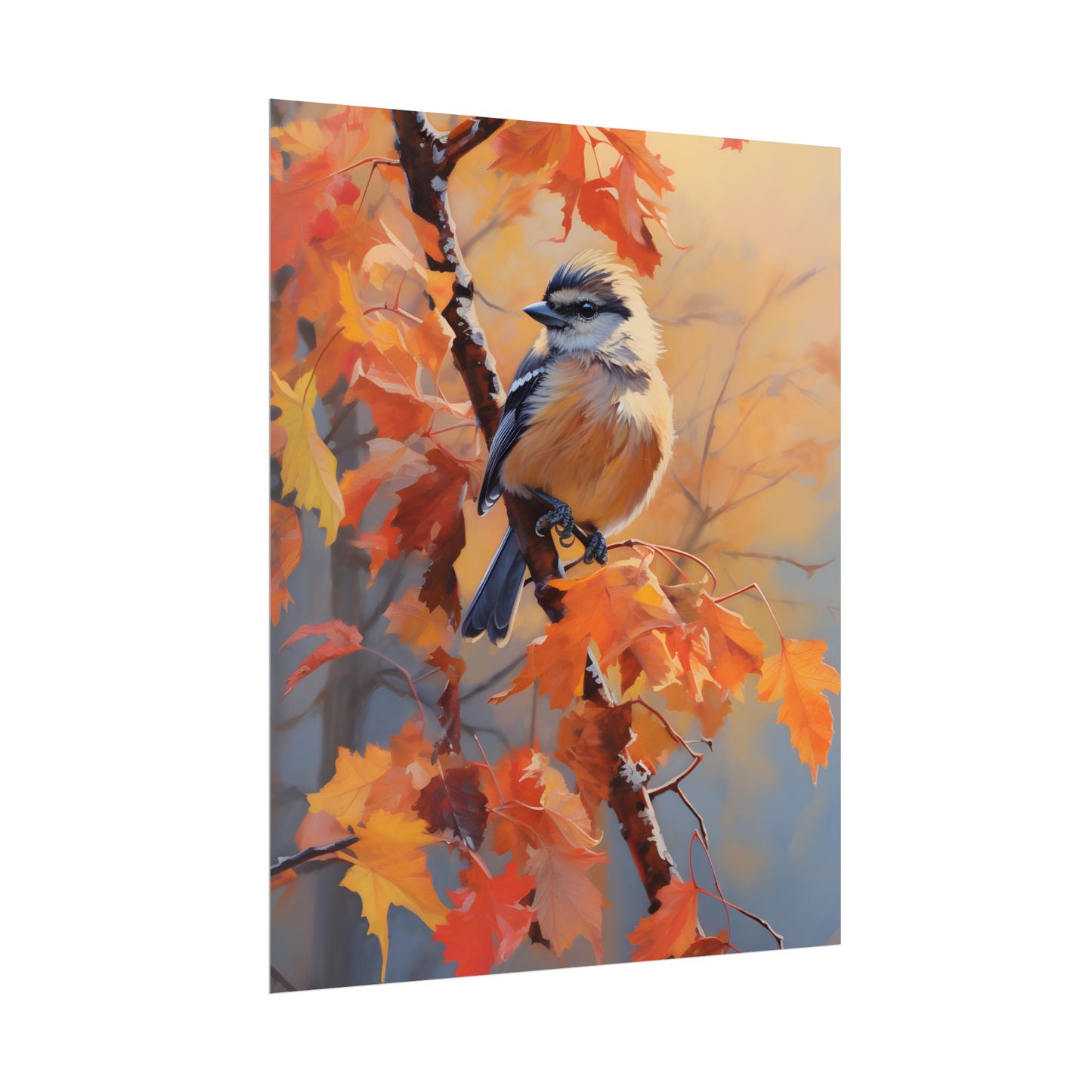 Vibrant Oak Branch: Oil Painting in Nature - Poster