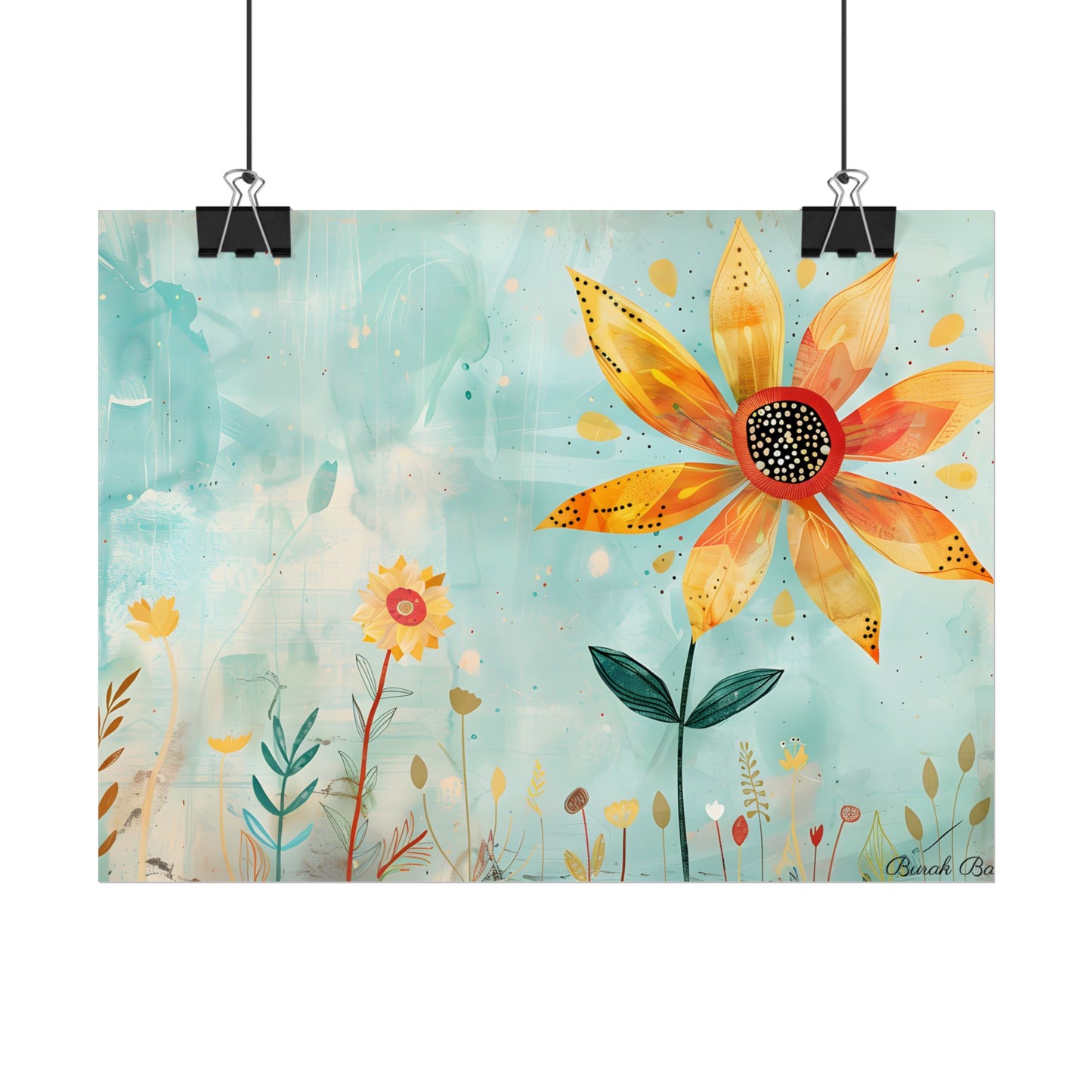 Blooming Growth: Whimsical Flower with Mindset Message Art - Poster
