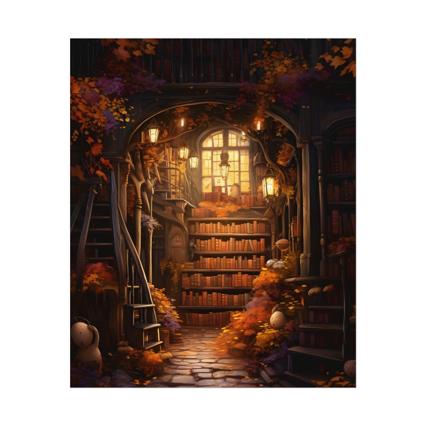 Whimsical Magical Bookshop: Enchanting Artwork in a Hidden Corner - Poster