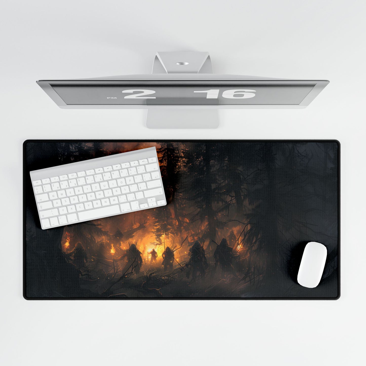 Tranquil Forest Sunset: People Connecting with Nature - Desk Mat