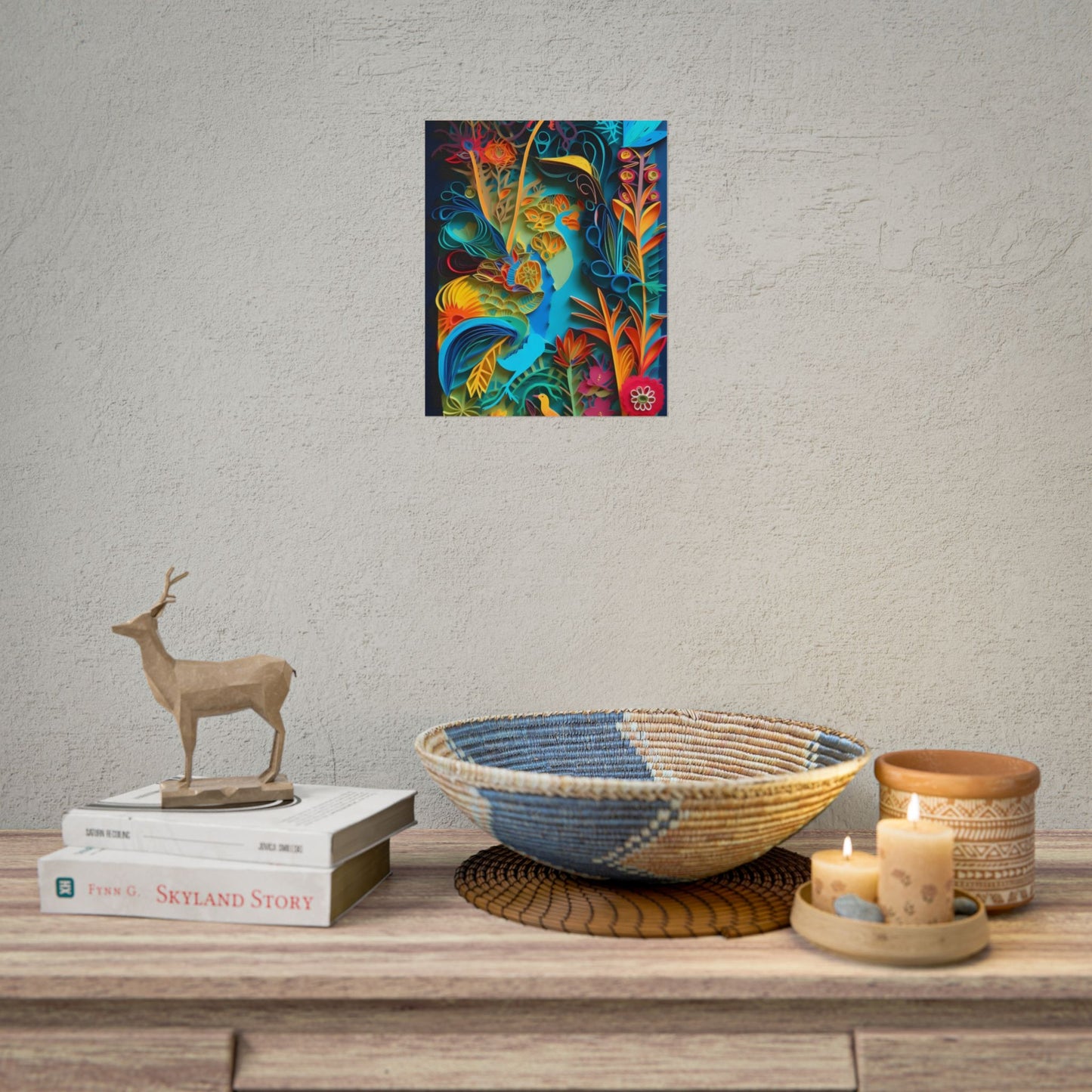 Indian Quilled Landscape: Colorful Paper Art - Poster