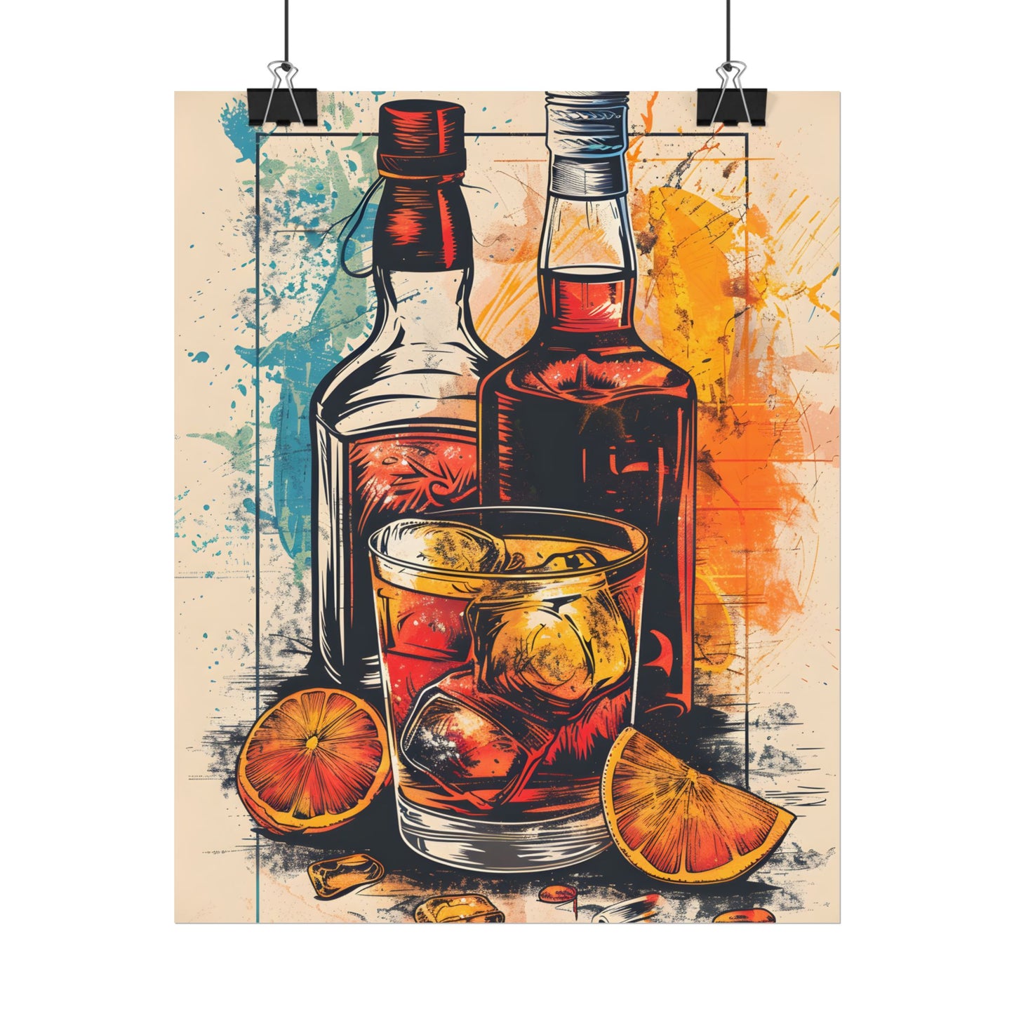 Vintage Cocktail Hour: Old-Fashioned Glass Art Poster - Poster