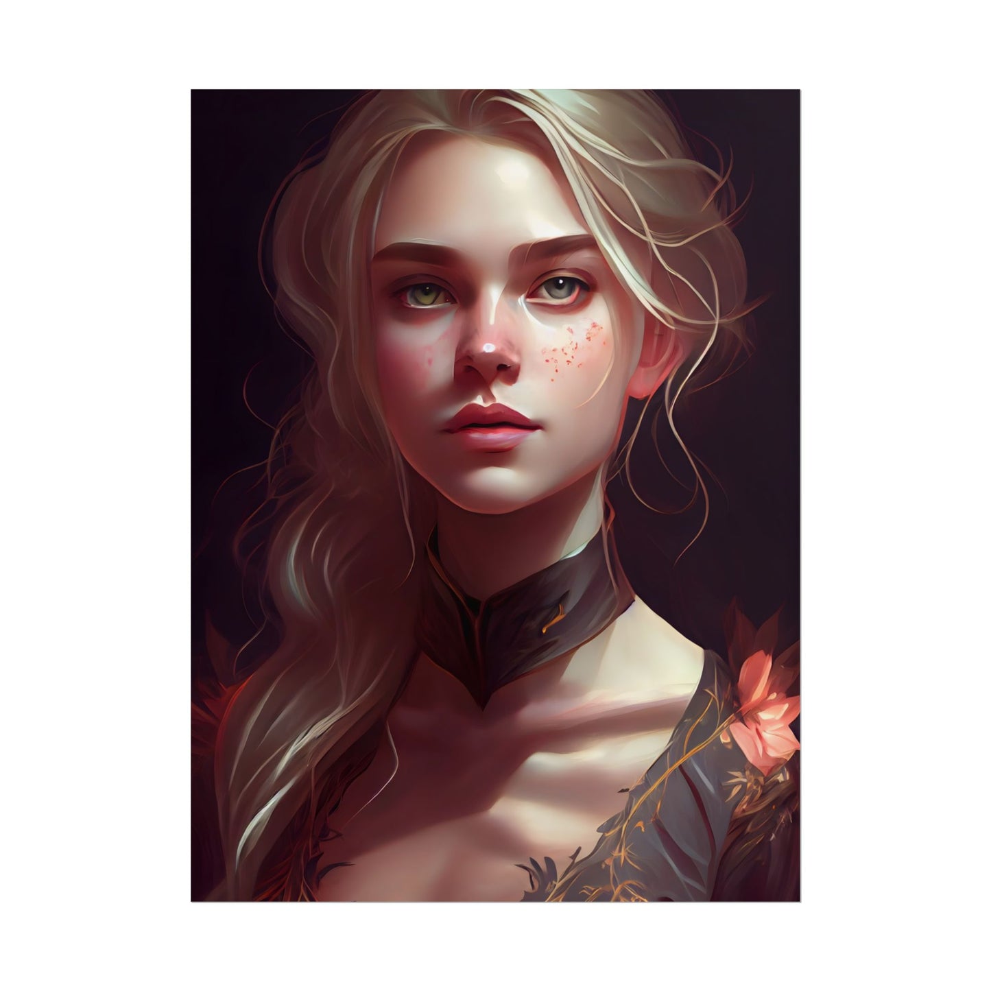 Astonishing Blonde Portrait: Artistic Beauty in Darkness - Poster