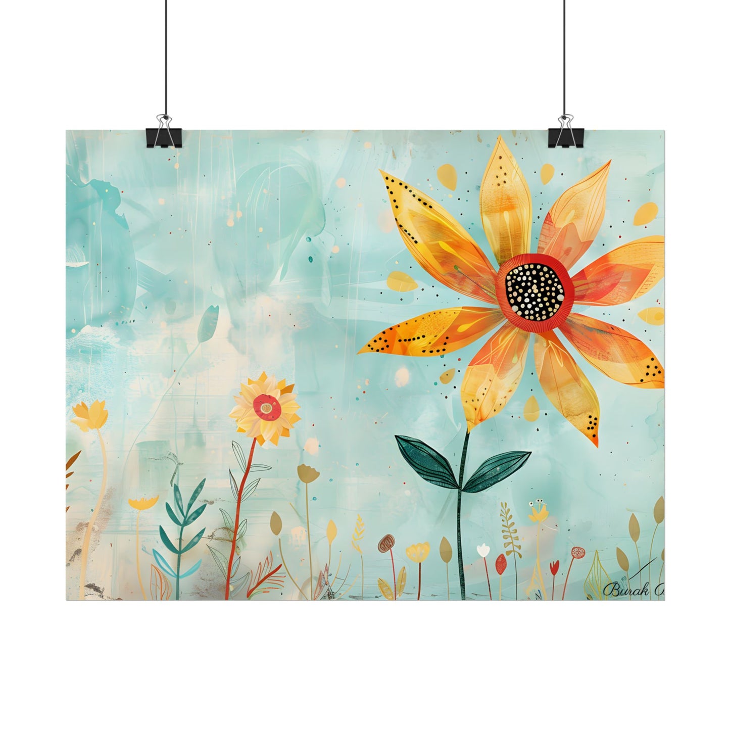 Blooming Growth: Whimsical Flower with Mindset Message Art - Poster