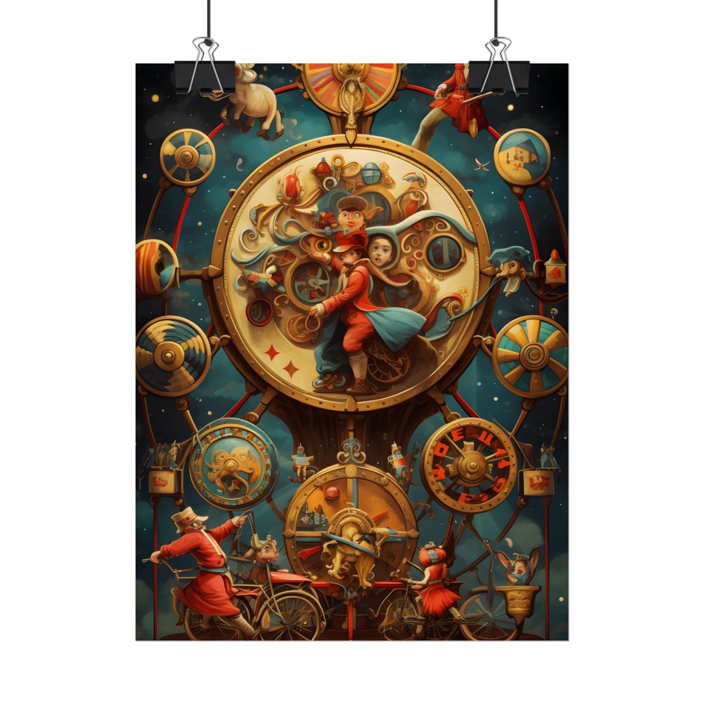Whimsical Clockwork Circus: Fantastical Mechanical Art - Poster