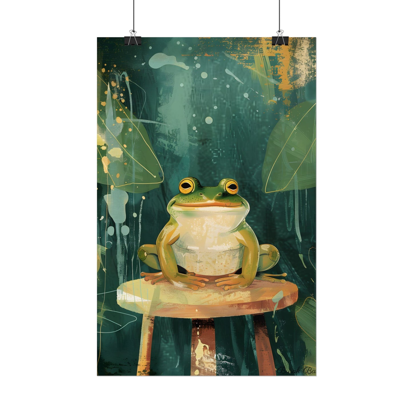 Whimsical Frog Cartoon: Colorful Ta Illustration - Poster