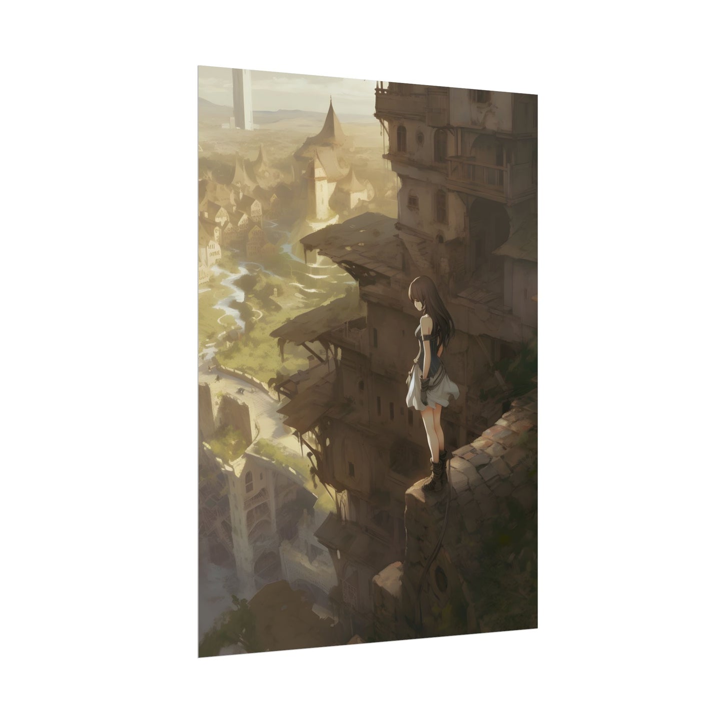 Anime Bird in Flight: Feathered Friend Soaring Through Air - Poster