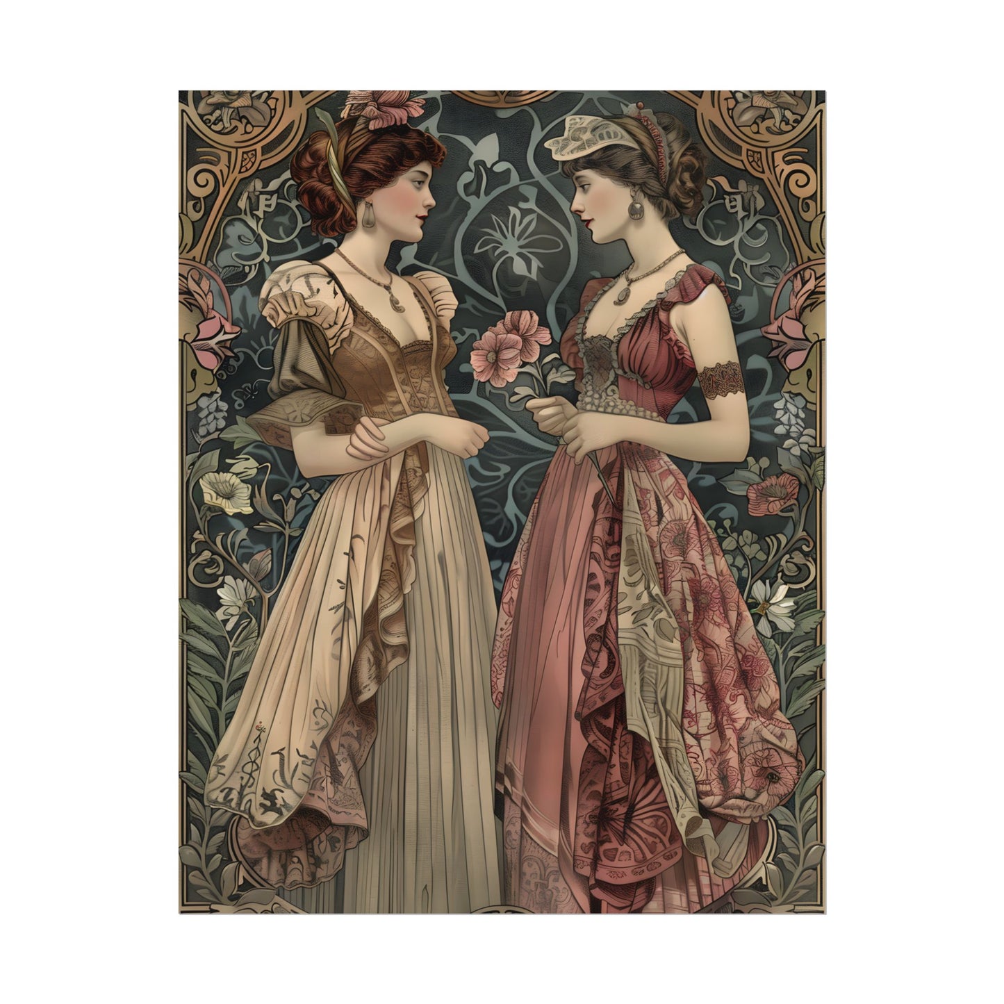 Women in Ornate Attire: Formal Primrose Ceremony - Poster