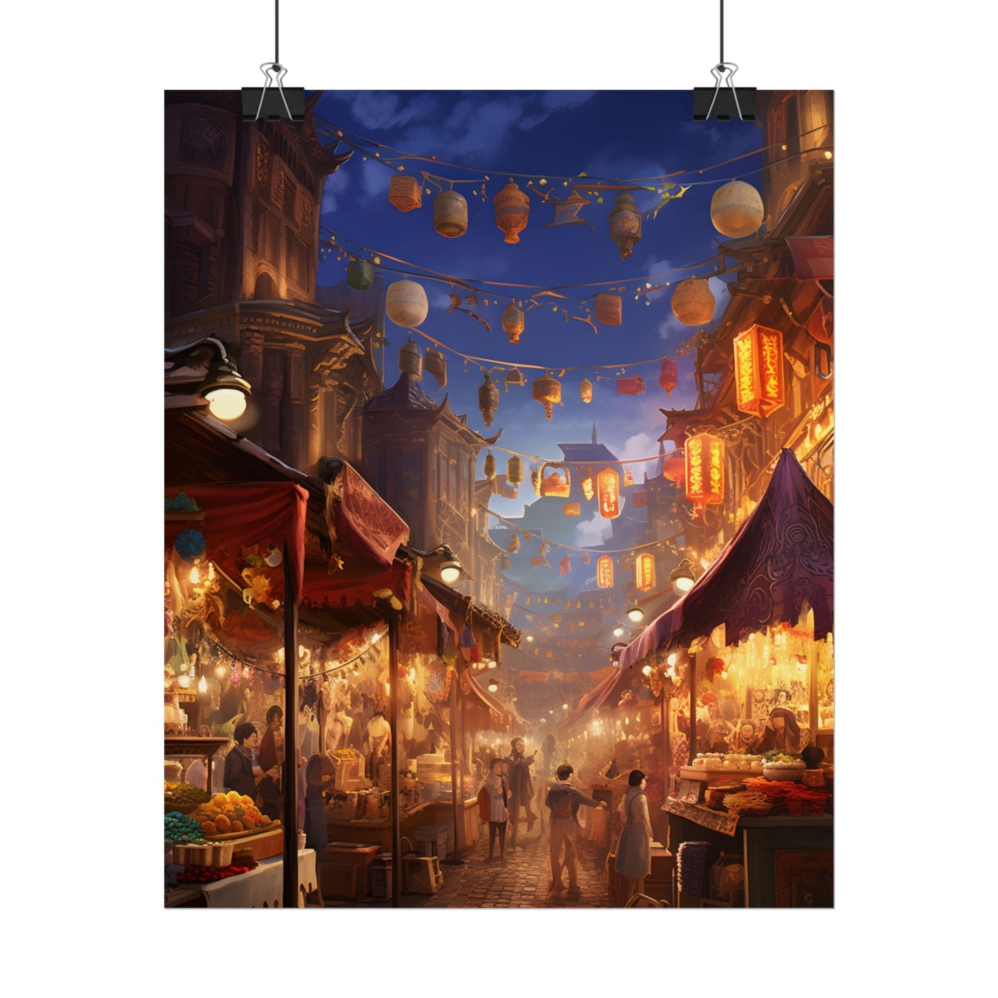 Enchanting Evening Street Food Market: A Vibrant Gathering - Poster