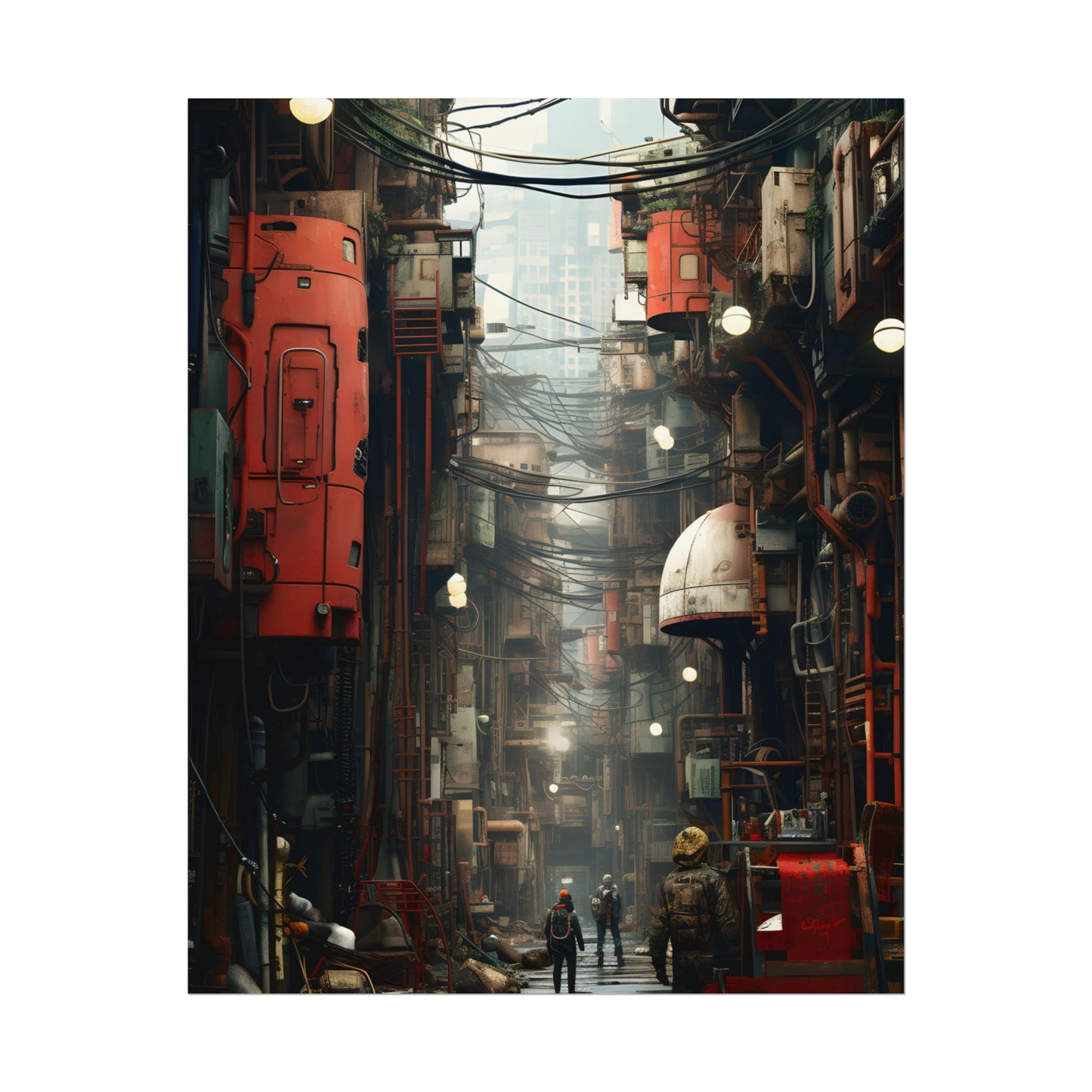 A New Era Unfolds: Post-Apocalyptic Steampunk Cityscape - Poster