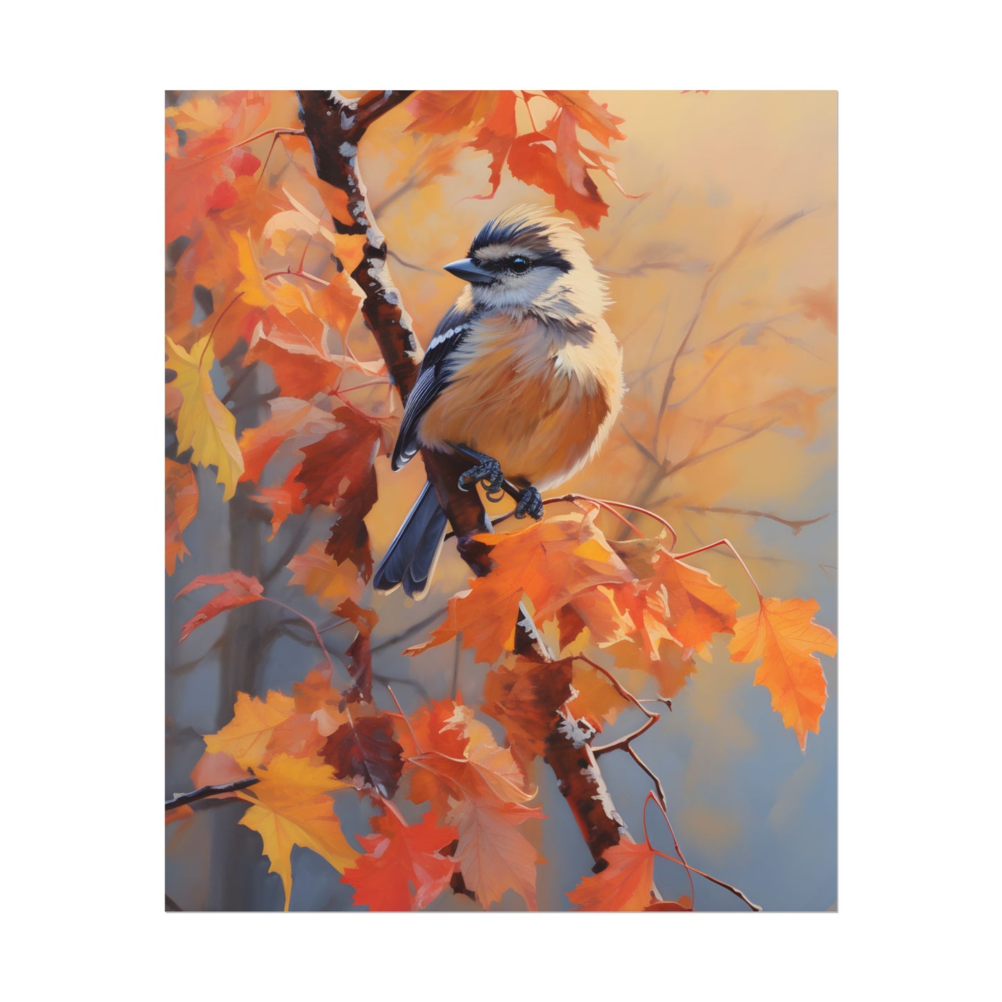 Vibrant Oak Branch: Oil Painting in Nature - Poster