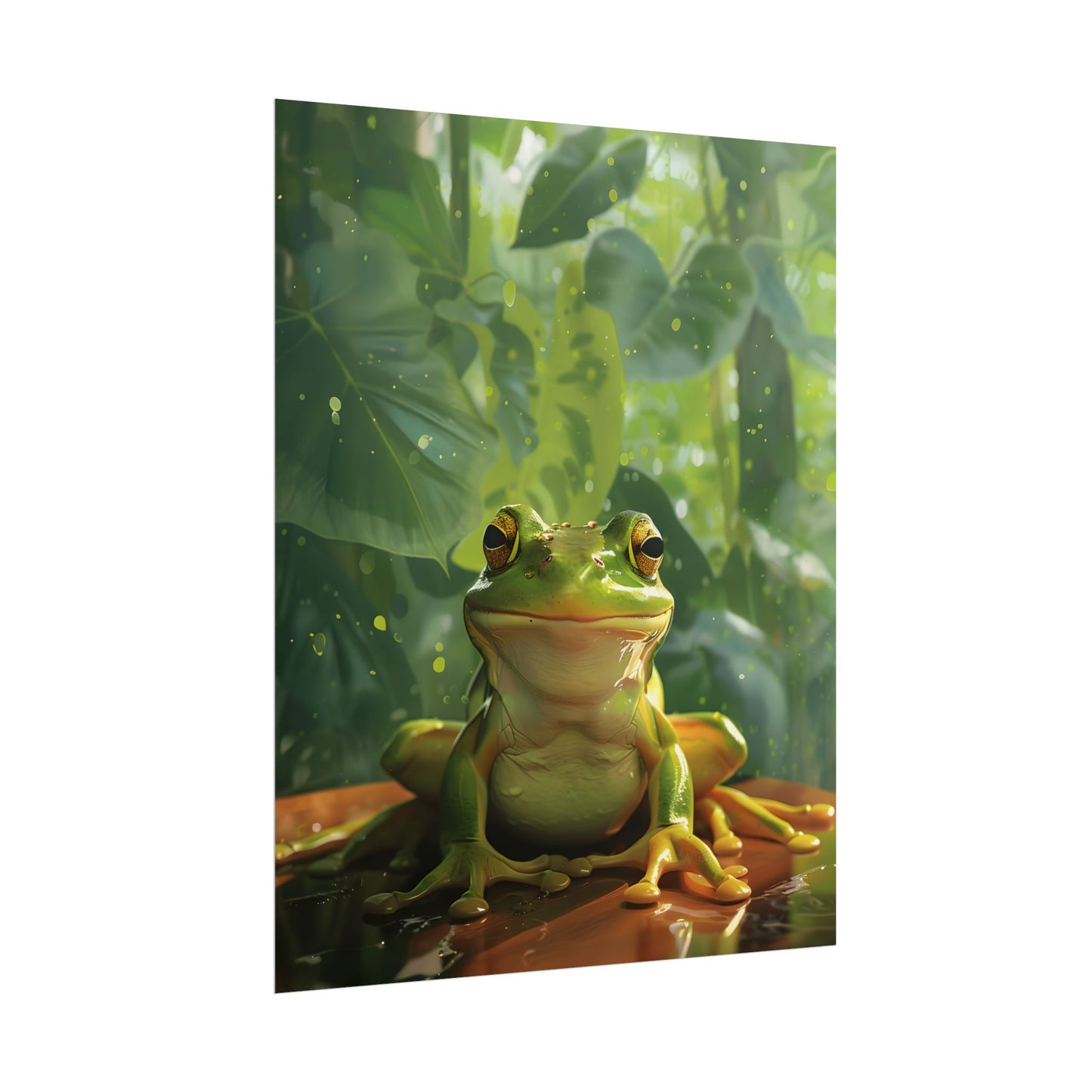 Whimsical Frog Oasis: A Peaceful Lily Pad Scene - Poster