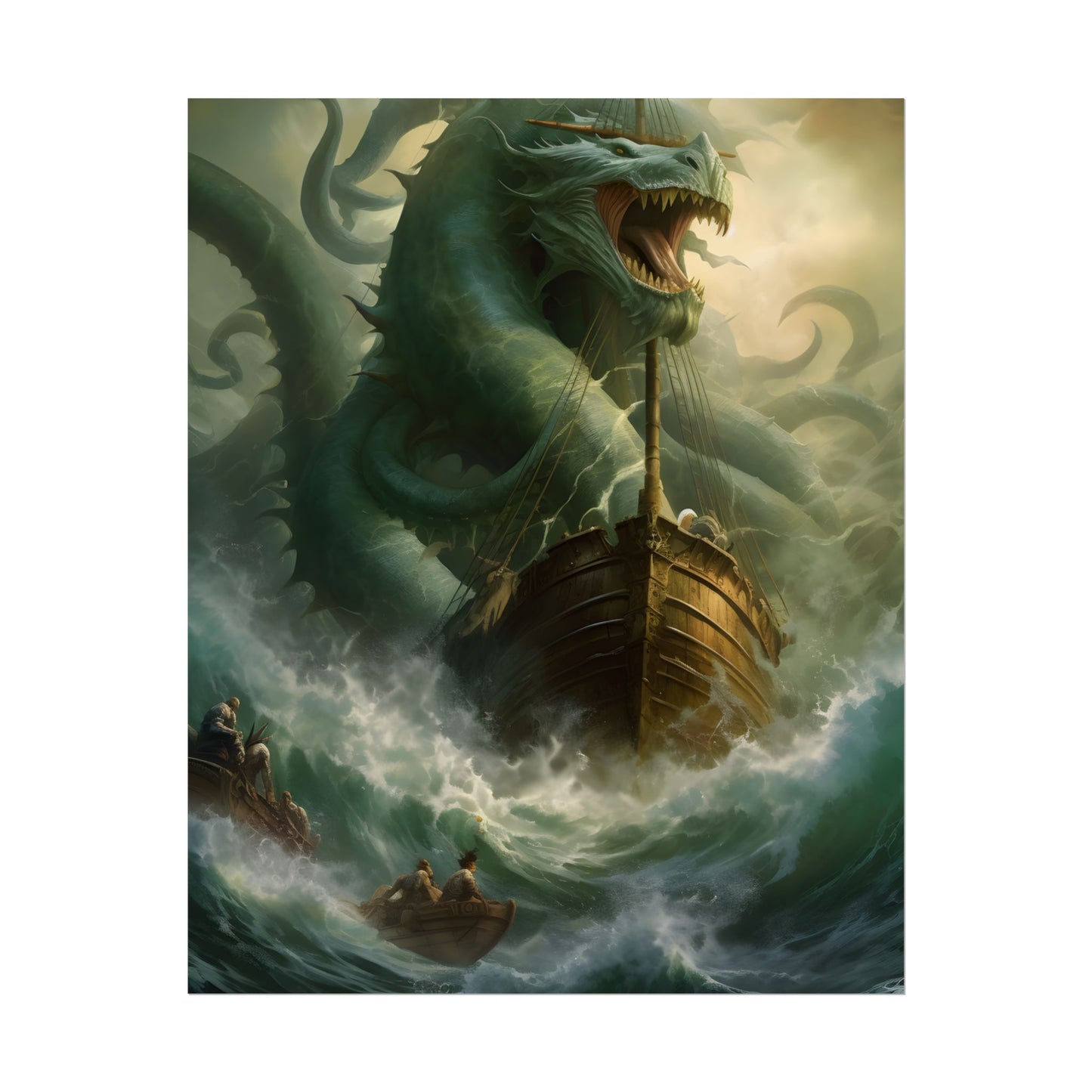 Ancient Mythical Sea Monsters: Prehistoric Marine Creature Art - Poster