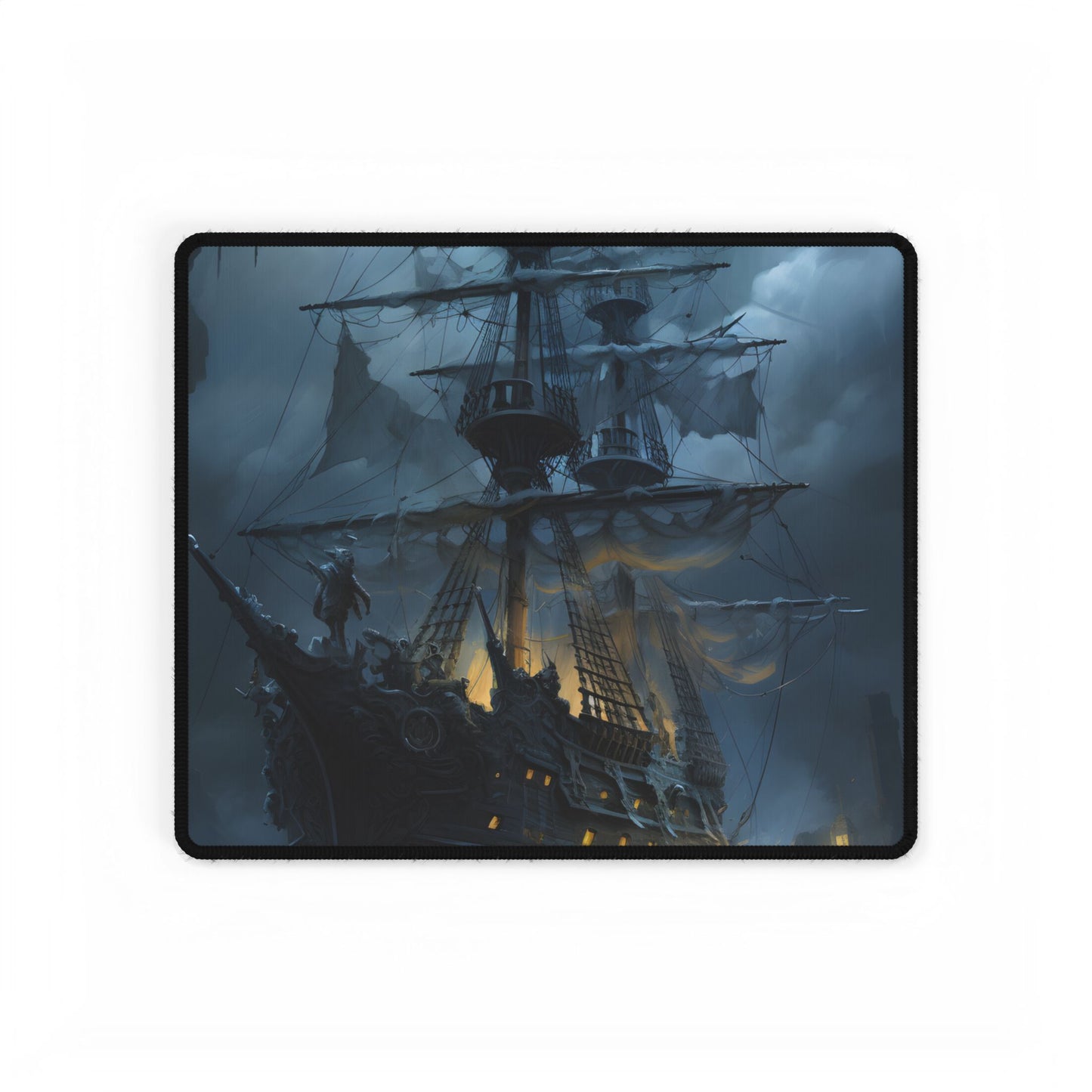 Ghost Pirate Sails: Mysterious Ocean Artwork - Desk Mat