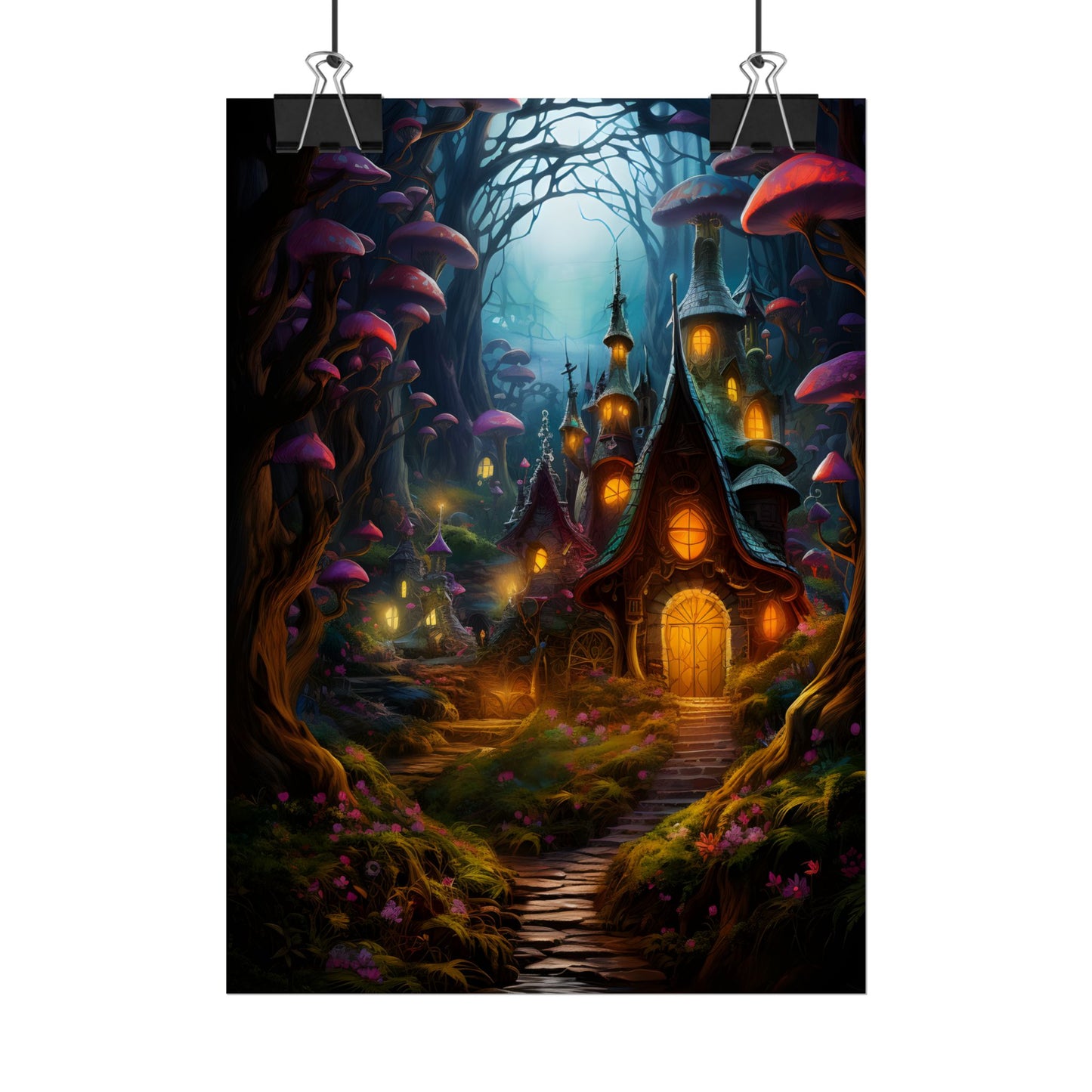Enchanted Forest Boy: Whimsical Fairy Tale Scene - Poster