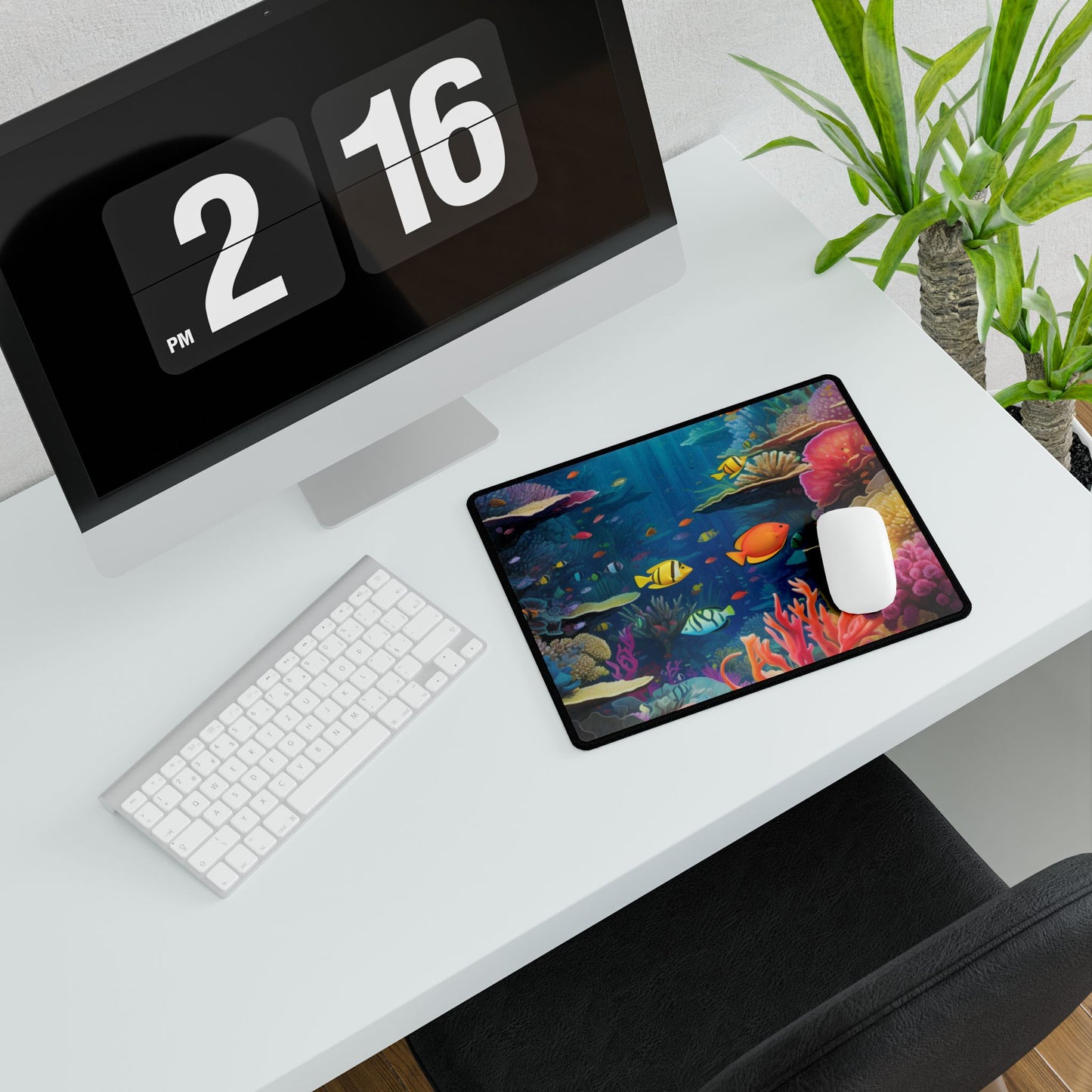 Vibrant Coral Reef Sanctuary: Marine Life Artwork - Desk Mat