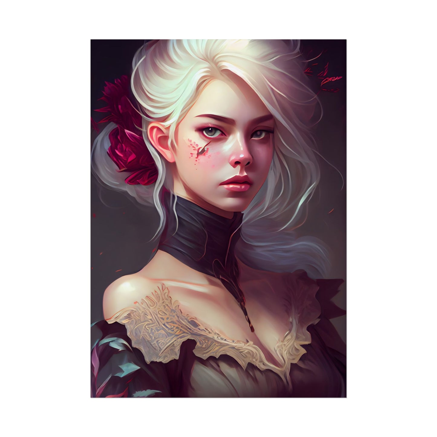 Blonde Beauty in Nature: Realistic Portrait Art - Poster