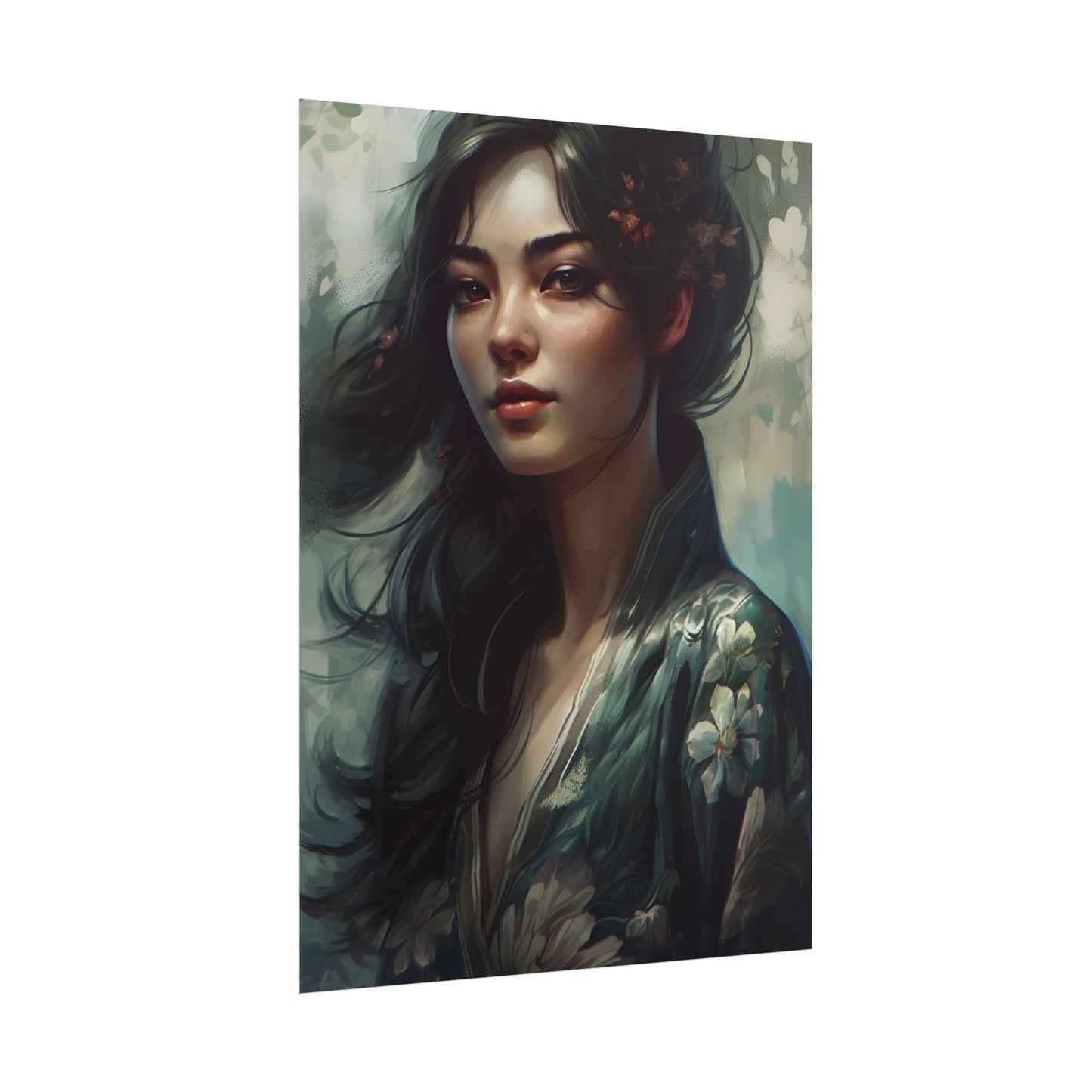 Astonishing Realistic Brown Hair Female Portrait: Studio Artwork - Poster