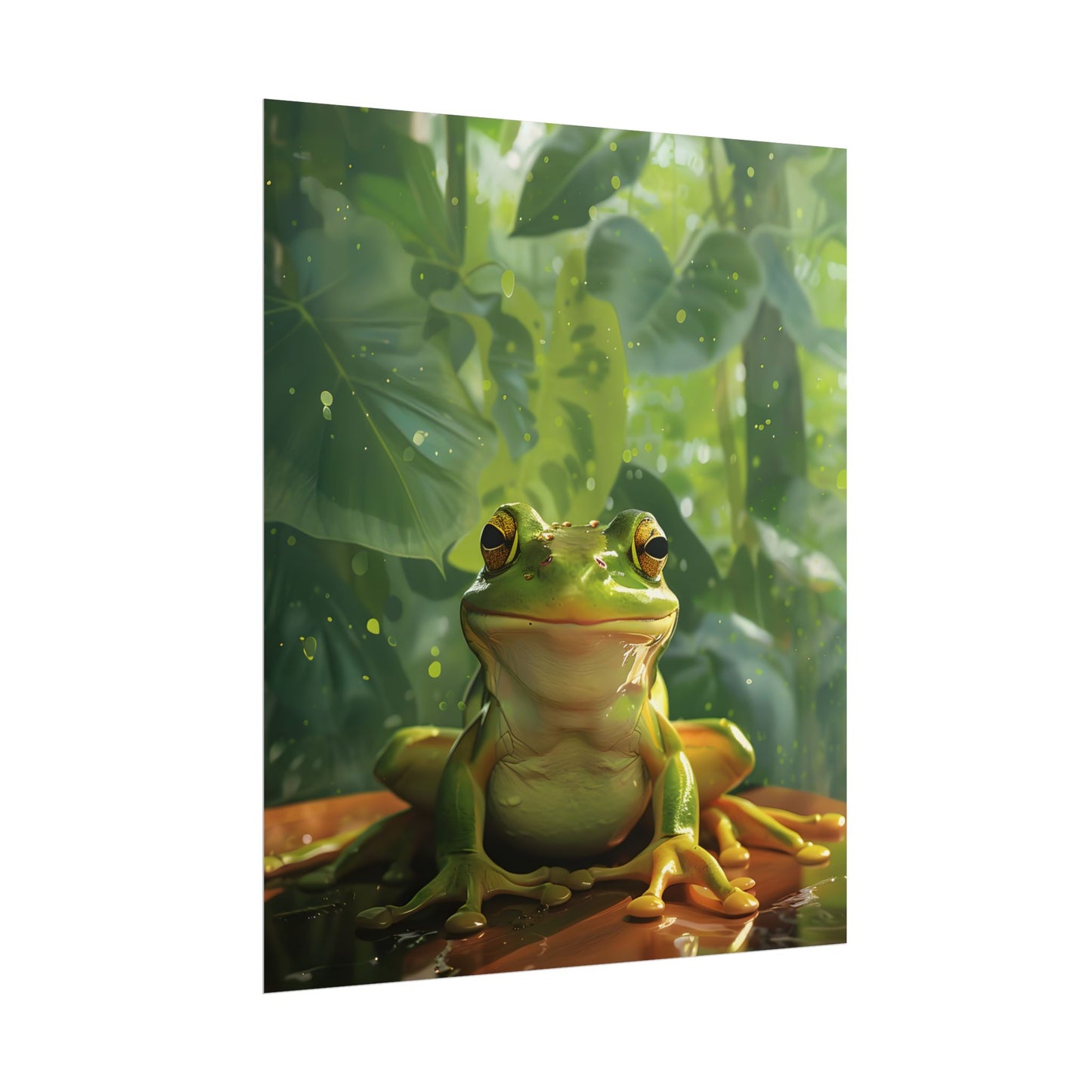 Whimsical Frog Oasis: A Peaceful Lily Pad Scene - Poster