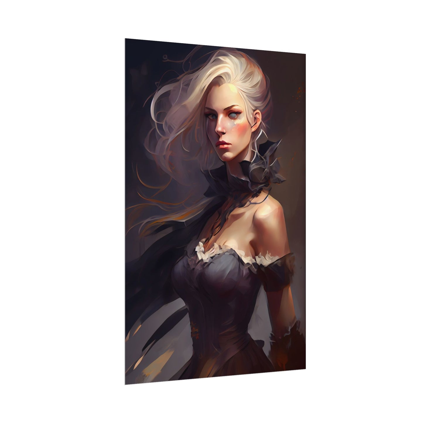 Elegant Blonde Beauty: Whirling Portrait Art - Poster