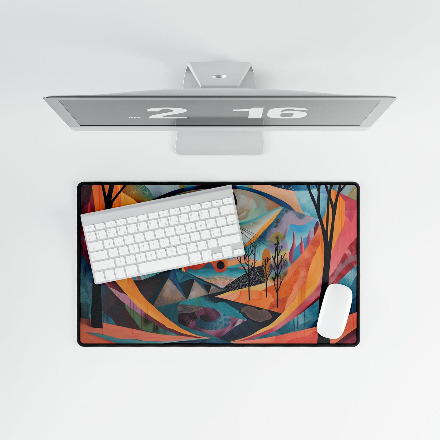 Surreal Landscape: Earthy Eye in Blue Hues - Desk Mat
