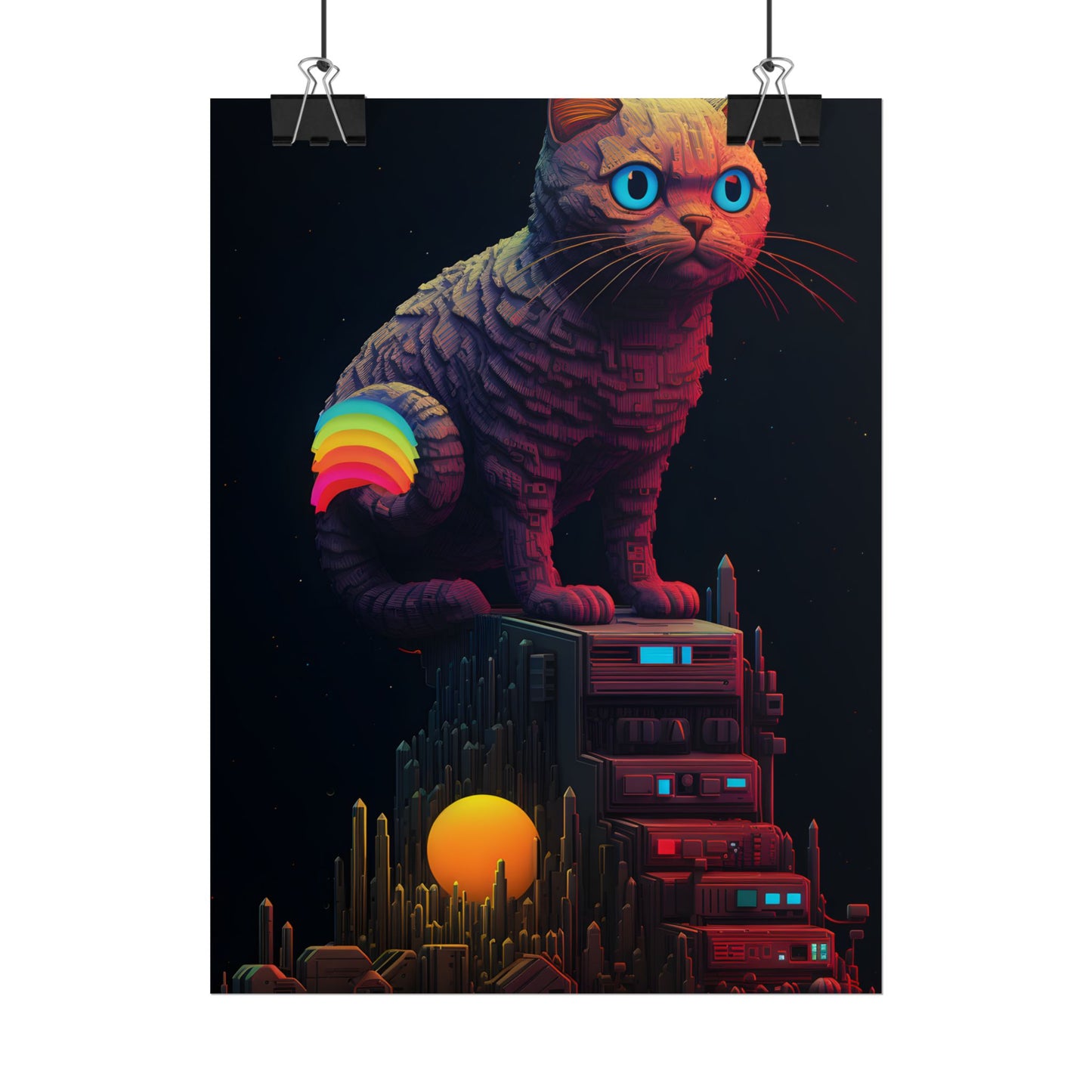 Pixelated Cyber Pets: Futuristic Digital Art - Poster