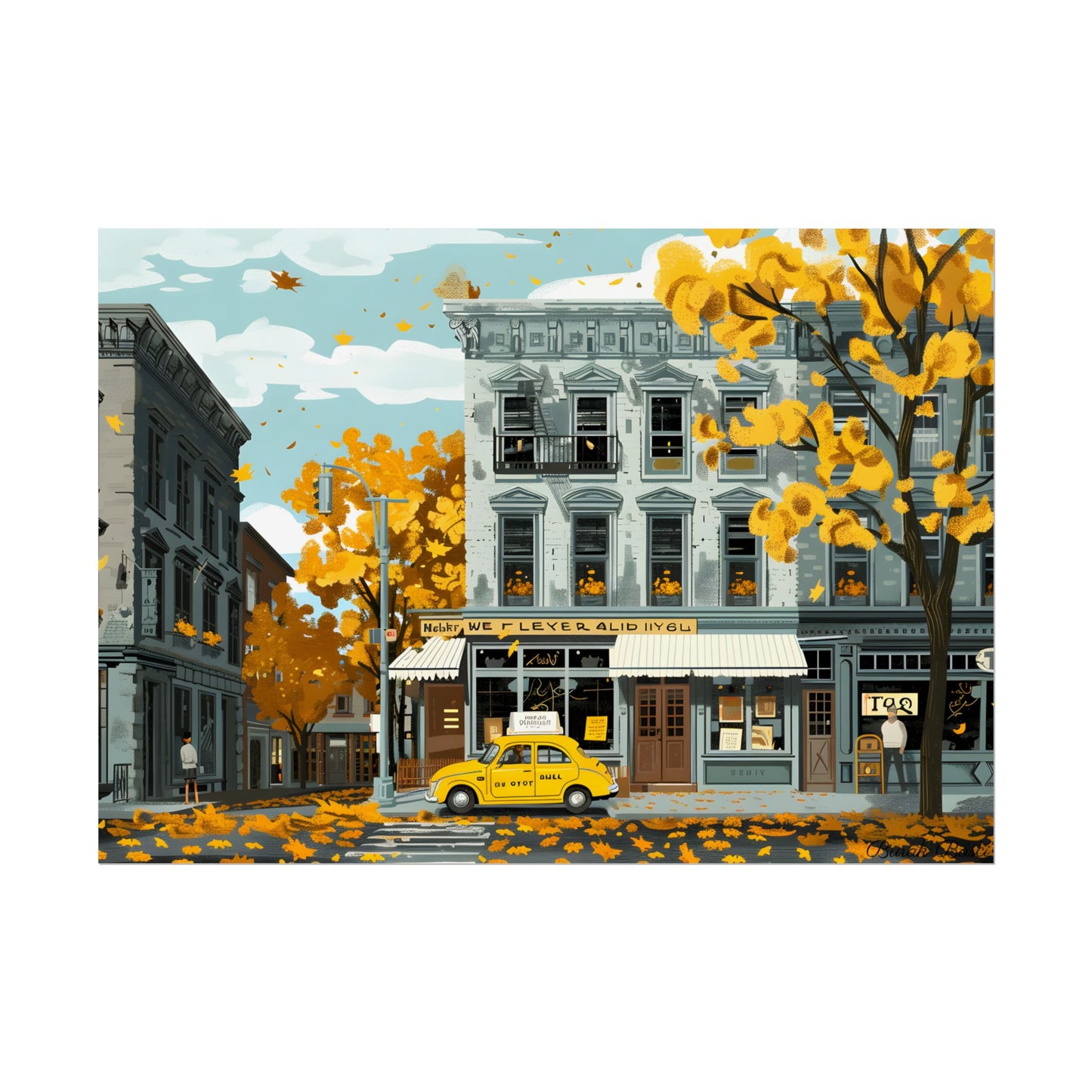 Whimsical Yellow Building: Ornate Illustration Artwork - Poster