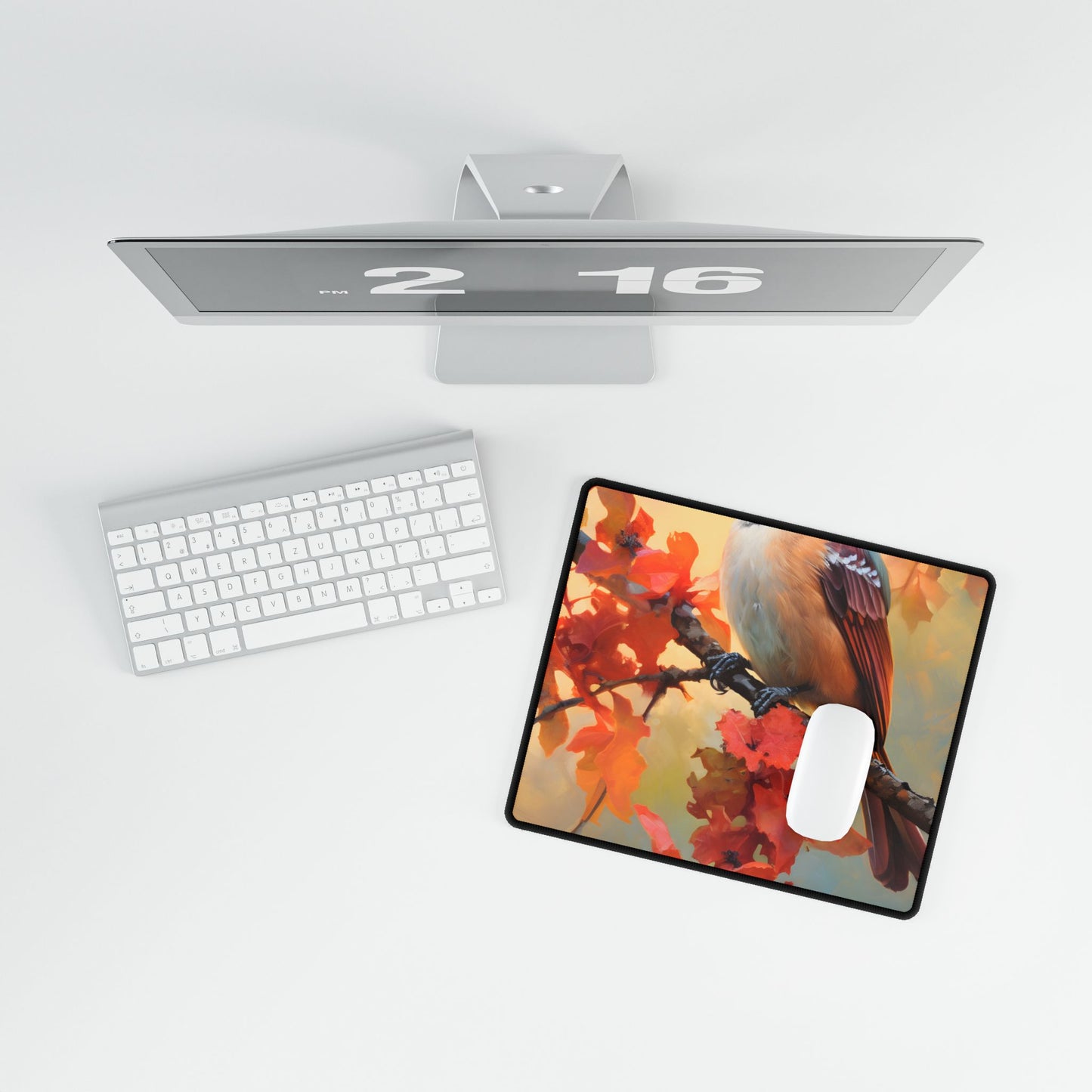 Vibrant Oak Branch: A Masterful Oil Painting - Desk Mat