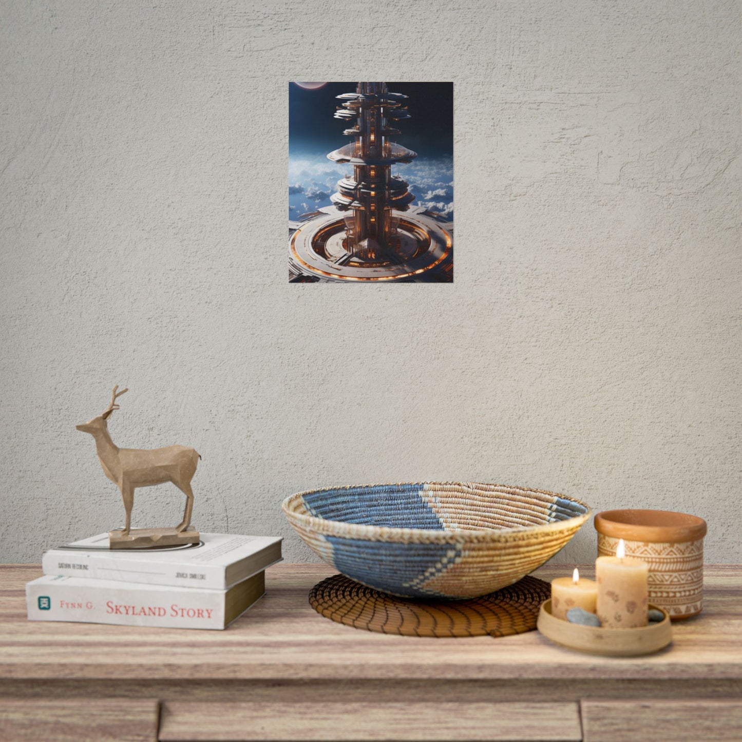 Aetherial Space Station: Industrial Haven with Habitation Windows - Poster