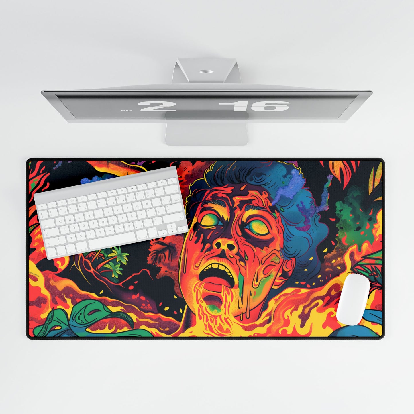 Whimsical Reading Moment: Cartoonish Illustration - Desk Mat