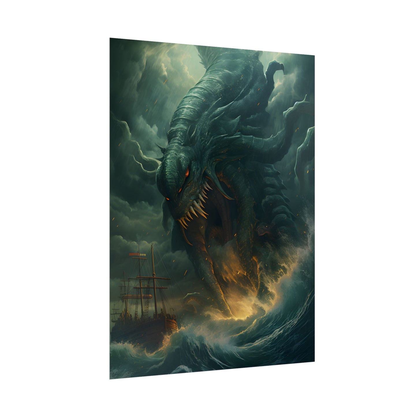 Ancient Sea Monsters: Mythical Marine Reptile Artwork - Poster