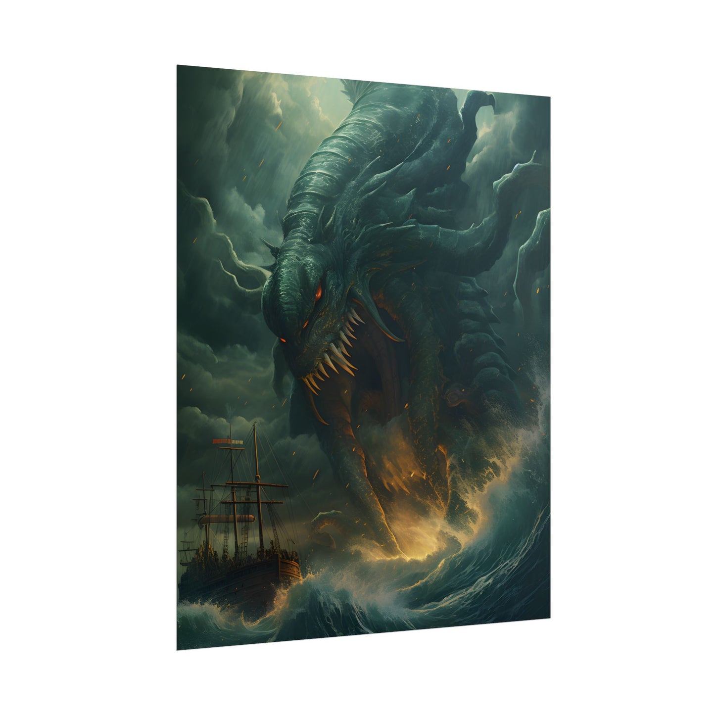 Ancient Sea Monsters: Mythical Marine Reptile Artwork - Poster