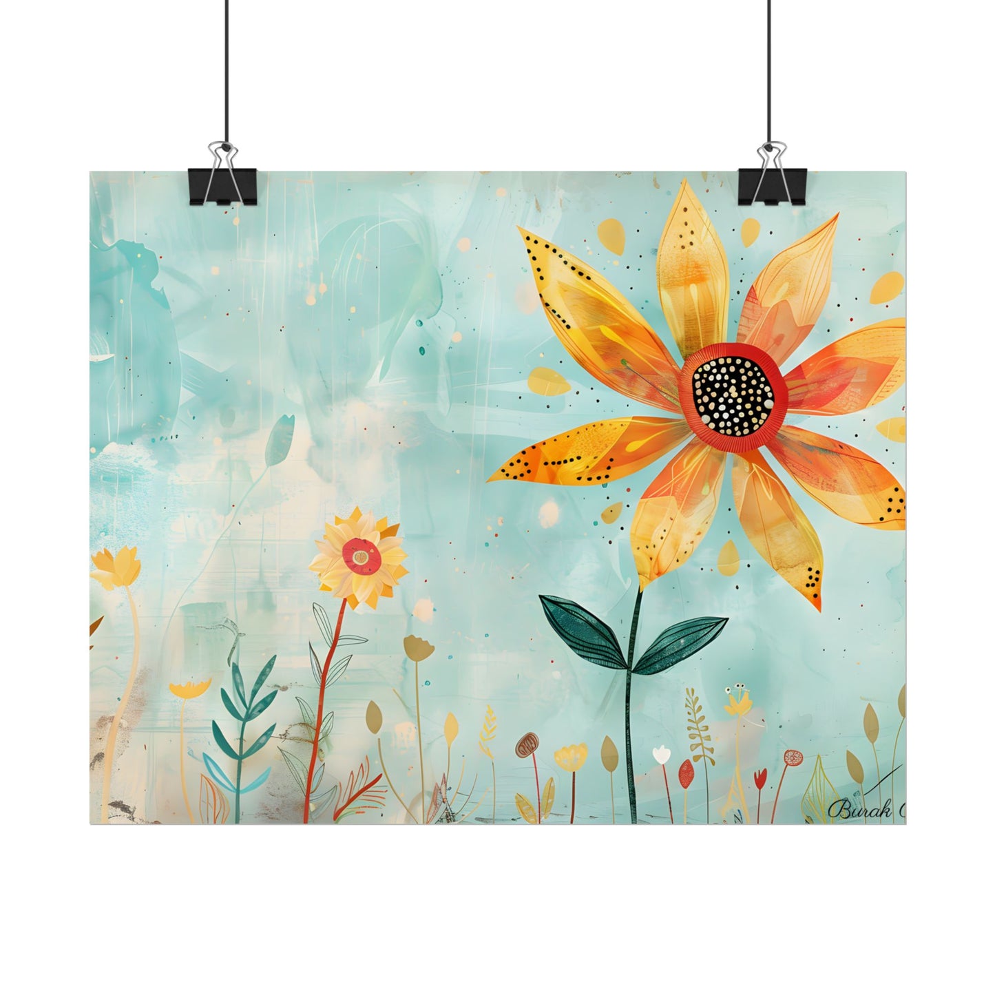 Blooming Growth: Whimsical Flower with Mindset Message Art - Poster