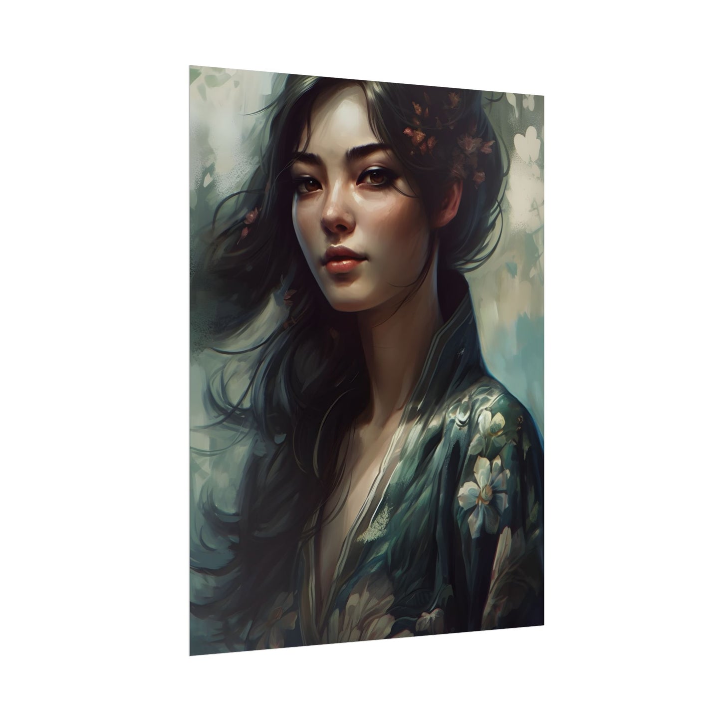 Astonishing Realistic Brown Hair Female Portrait: Studio Artwork - Poster