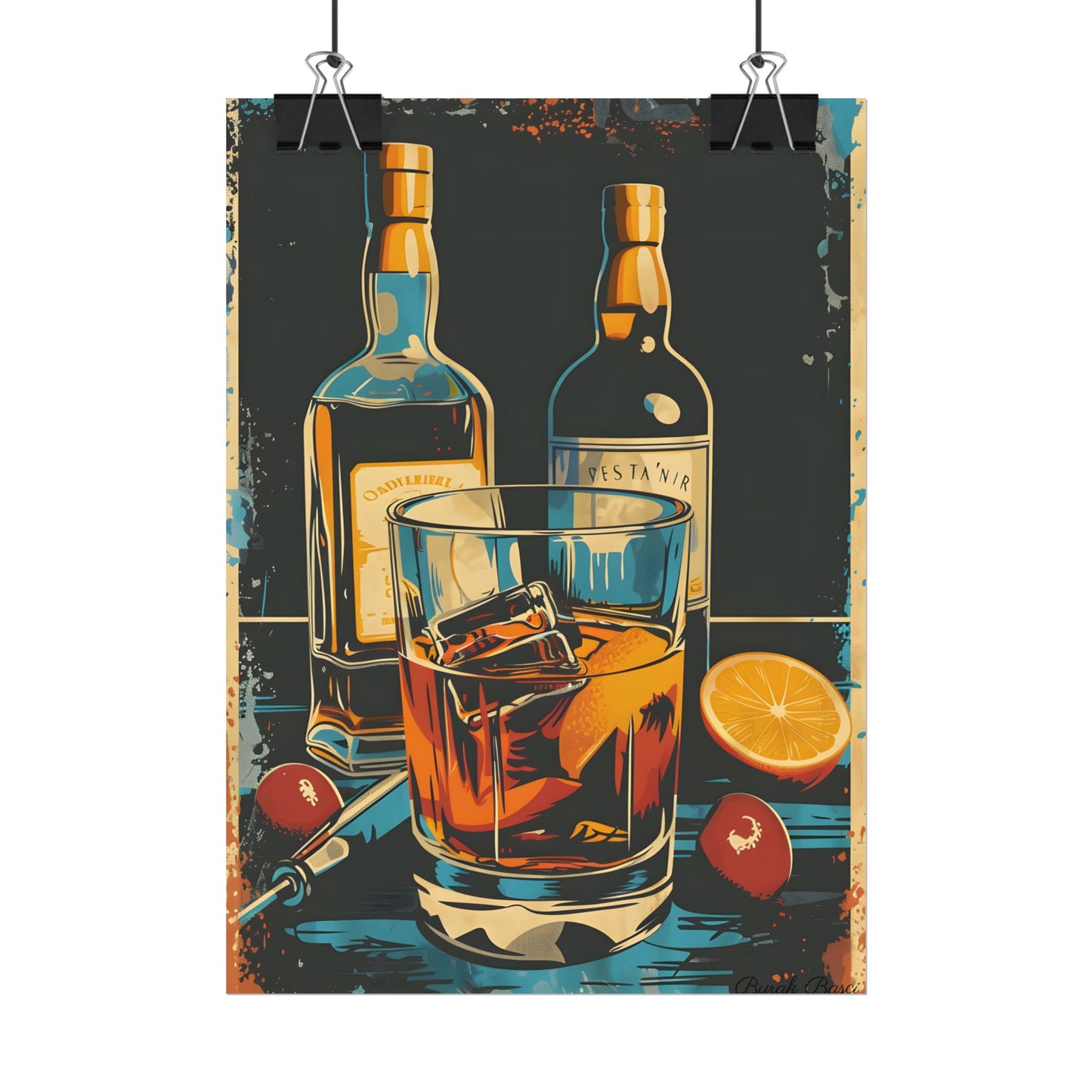 Vintage Cocktail Hour: Old-Fashioned Glass Artwork - Poster