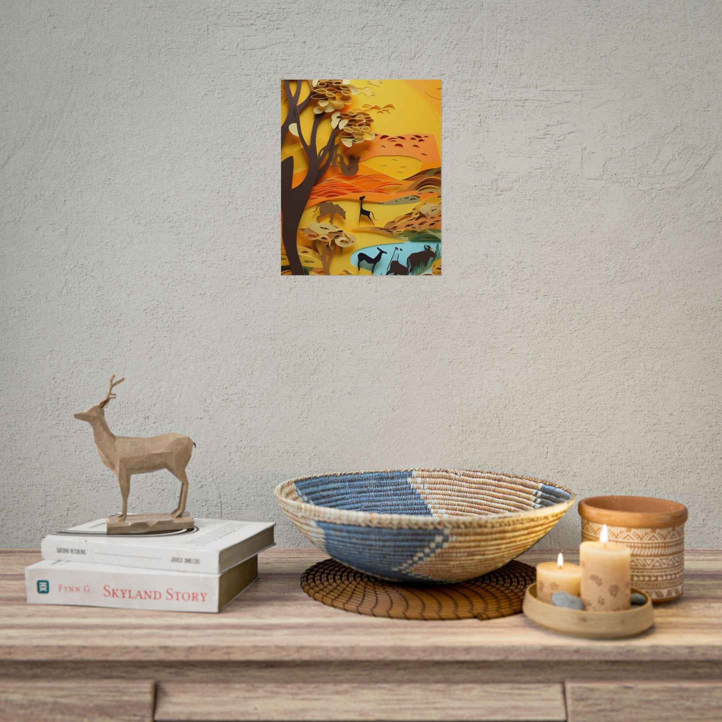 Vibrant African Landscape: Paper Quilling Art - Poster