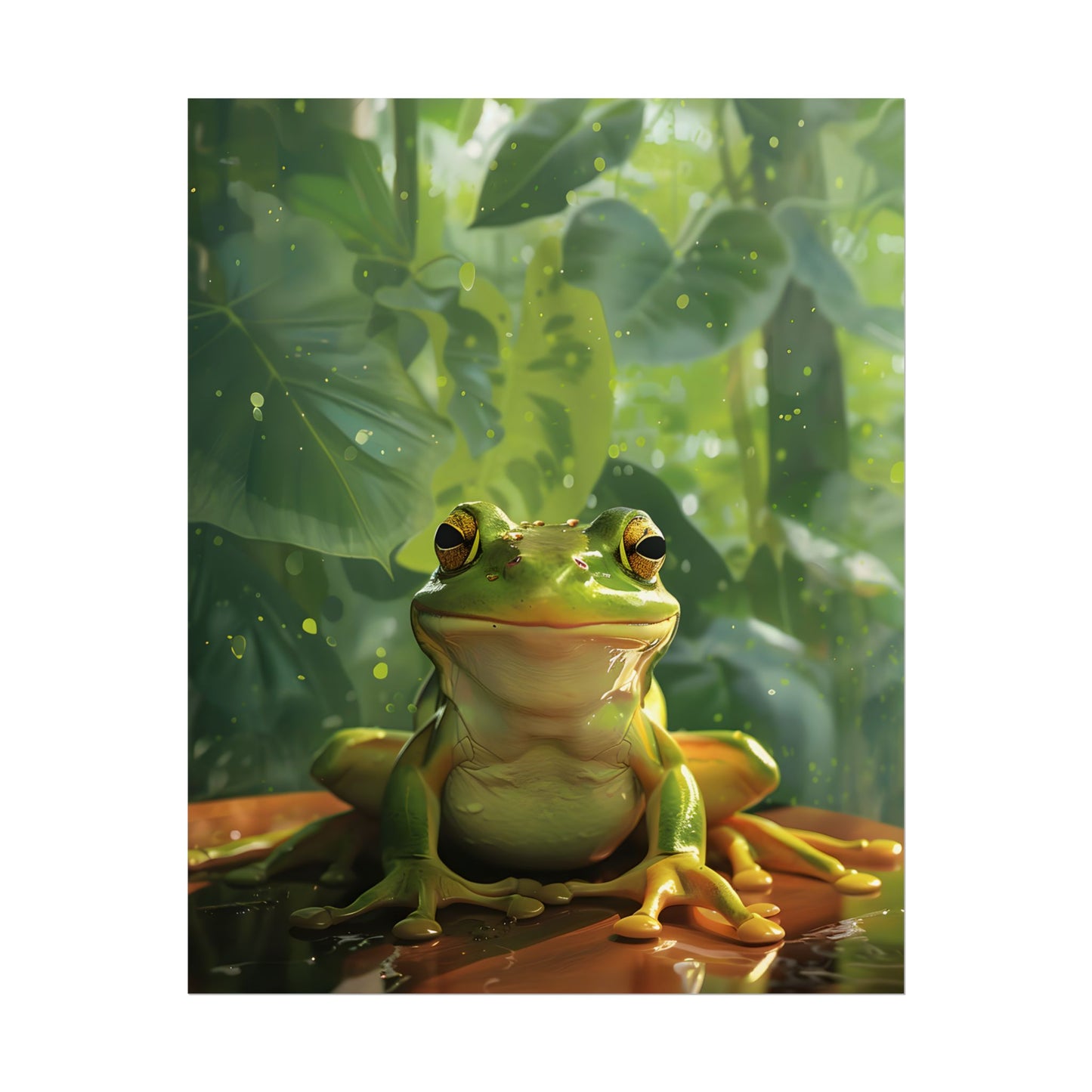 Whimsical Frog Oasis: A Peaceful Lily Pad Scene - Poster